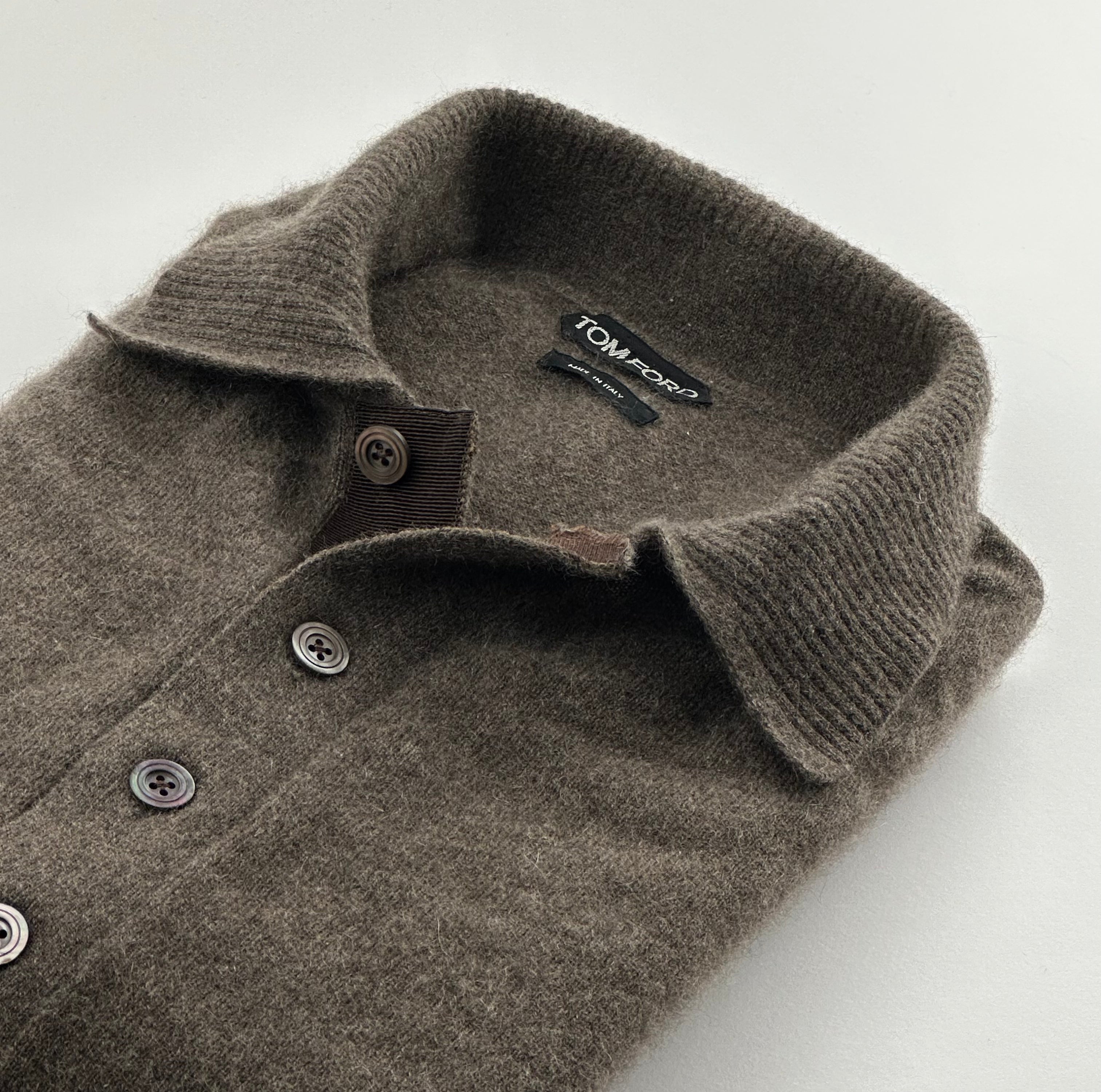 Tom Ford Brown Cashmere Long-Sleeve Polo