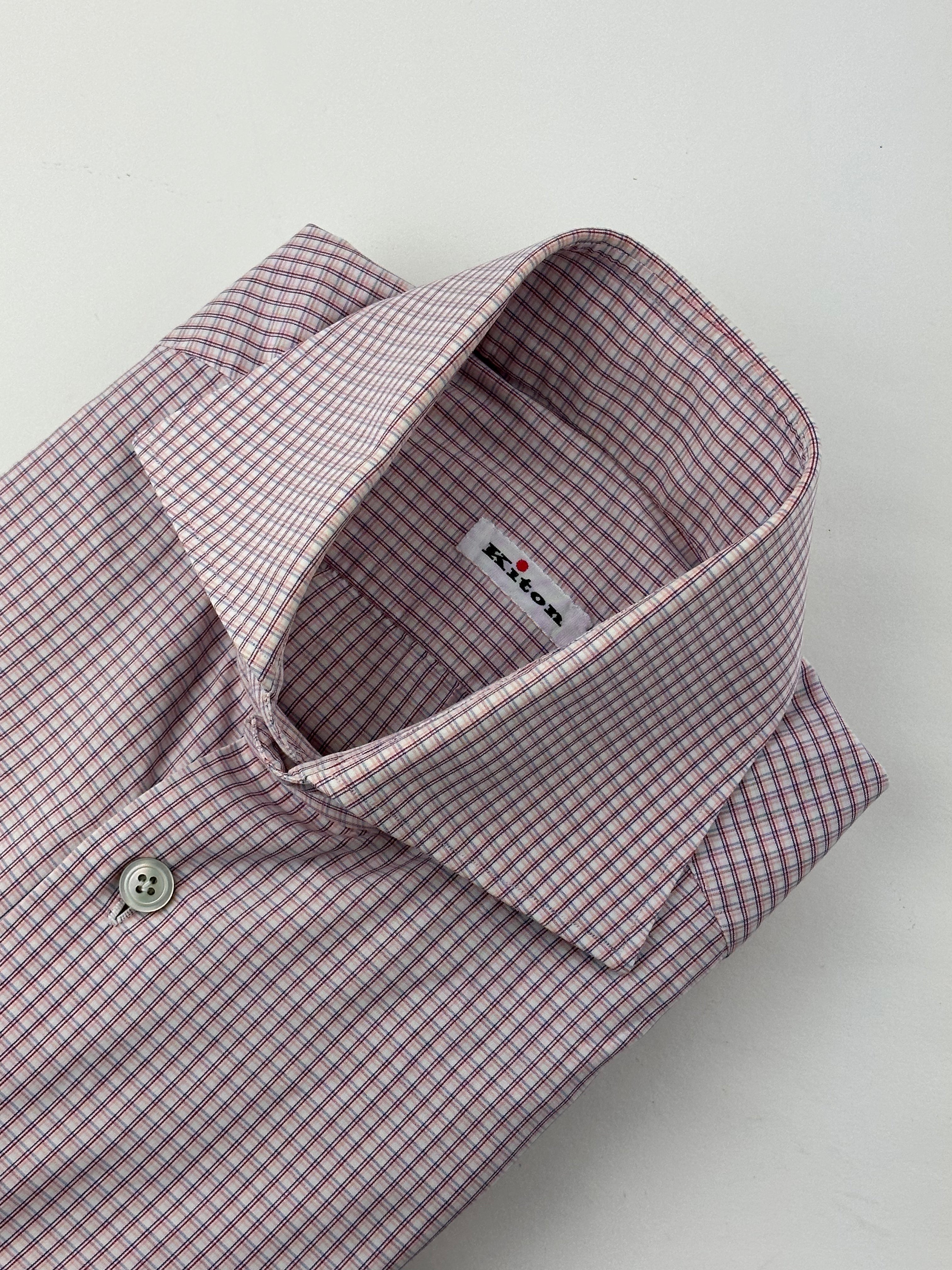 Kiton Blue and Red Windowpane Shirt