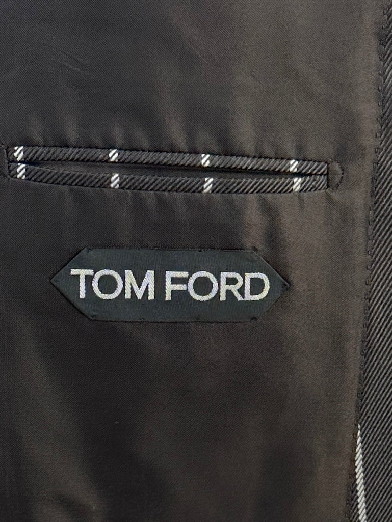 Tom Ford Dark Brown Chalk-Stripe Silk Suit
