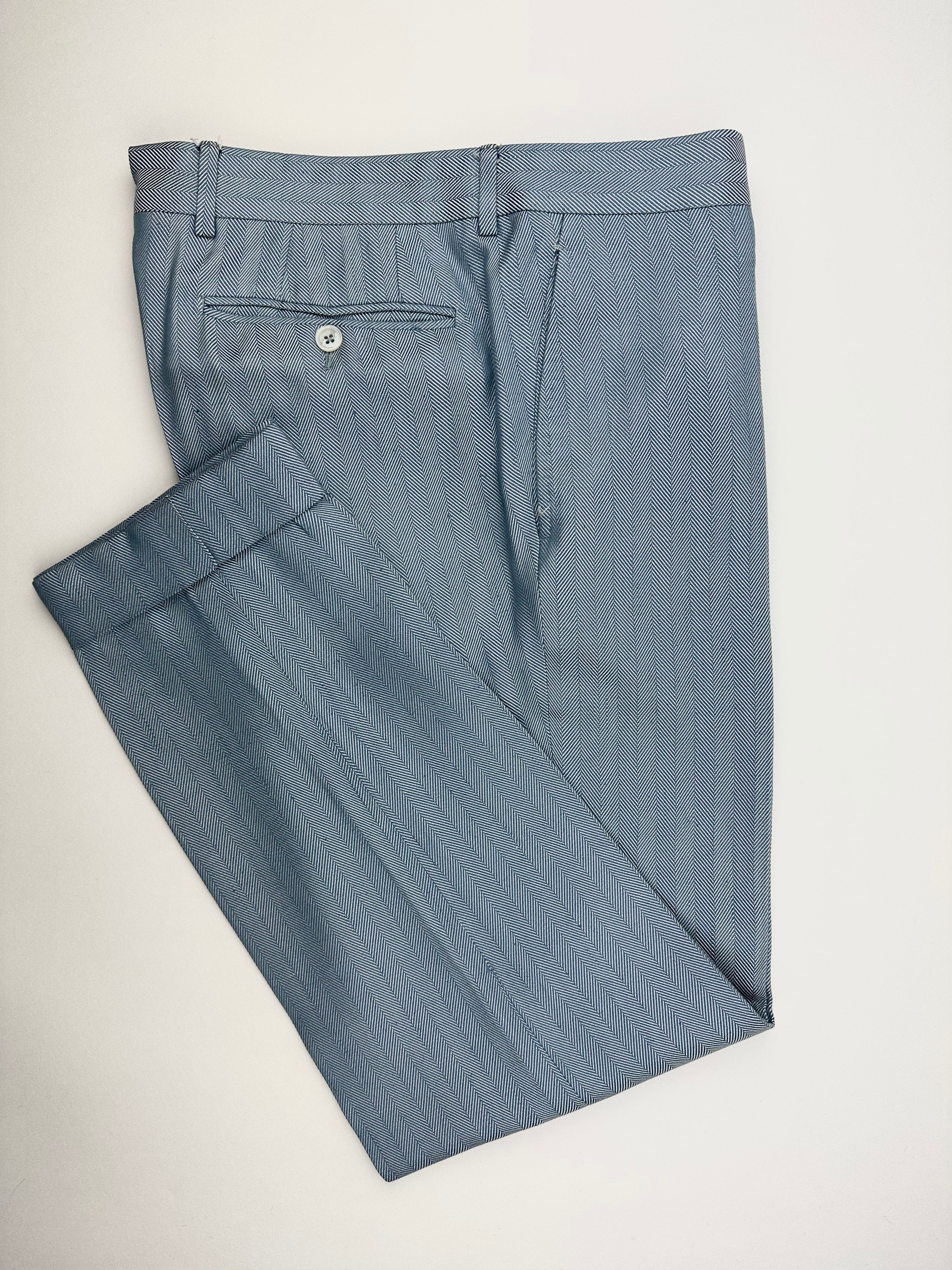 Tom Ford Light Blue Herringbone Silk Suit
