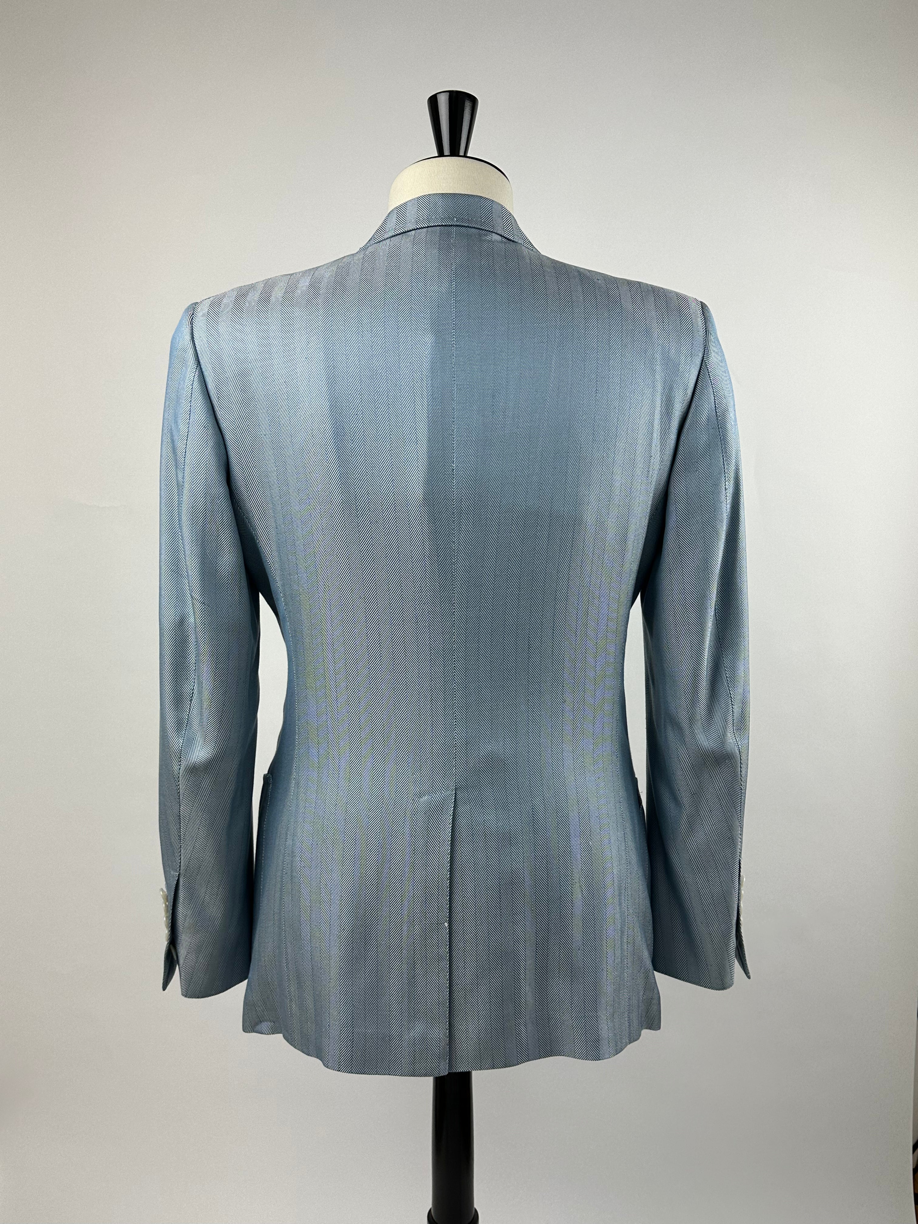 Tom Ford Light Blue Herringbone Silk Suit