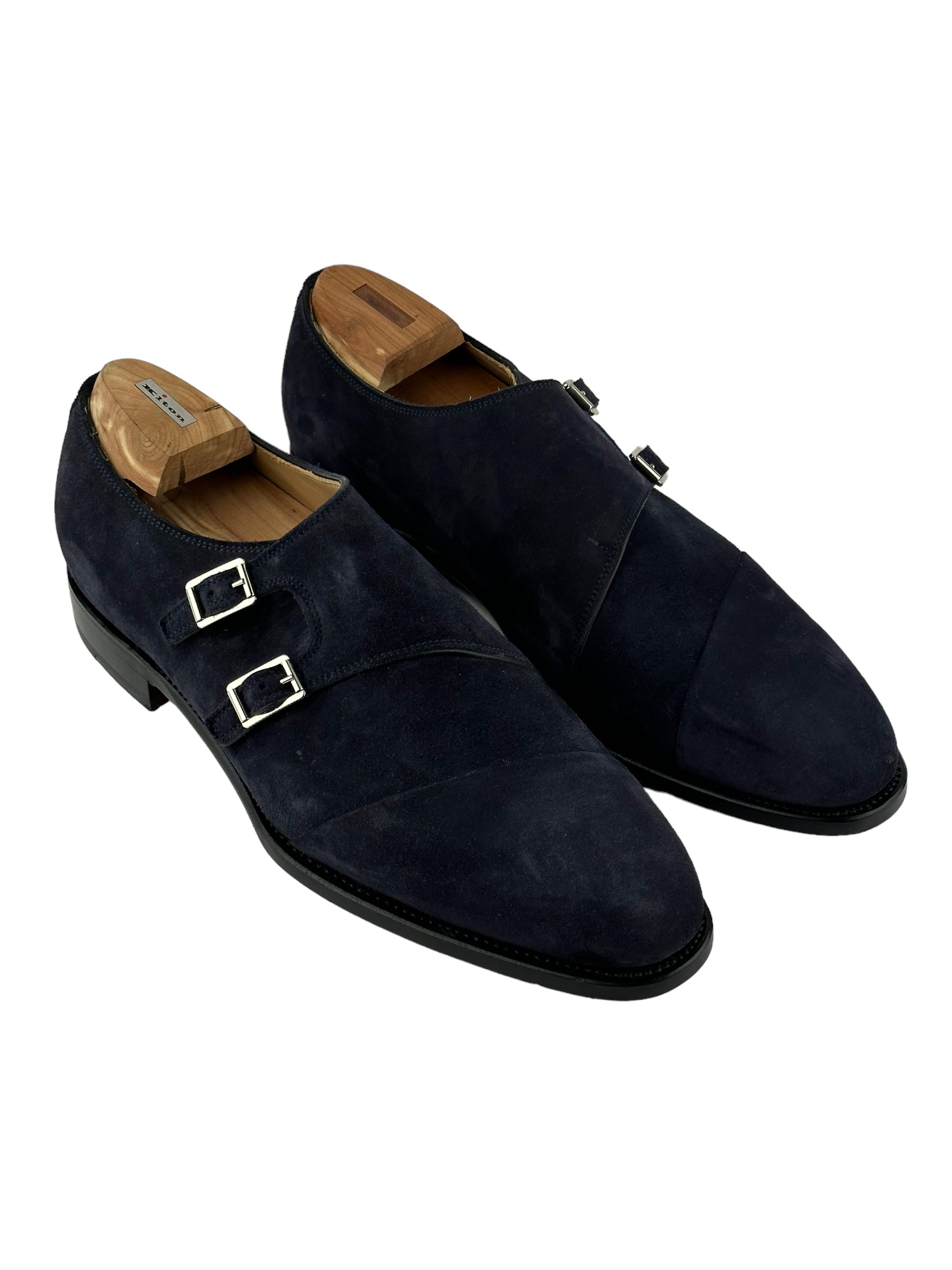 Kiton Navy Suede Double Monkstrap