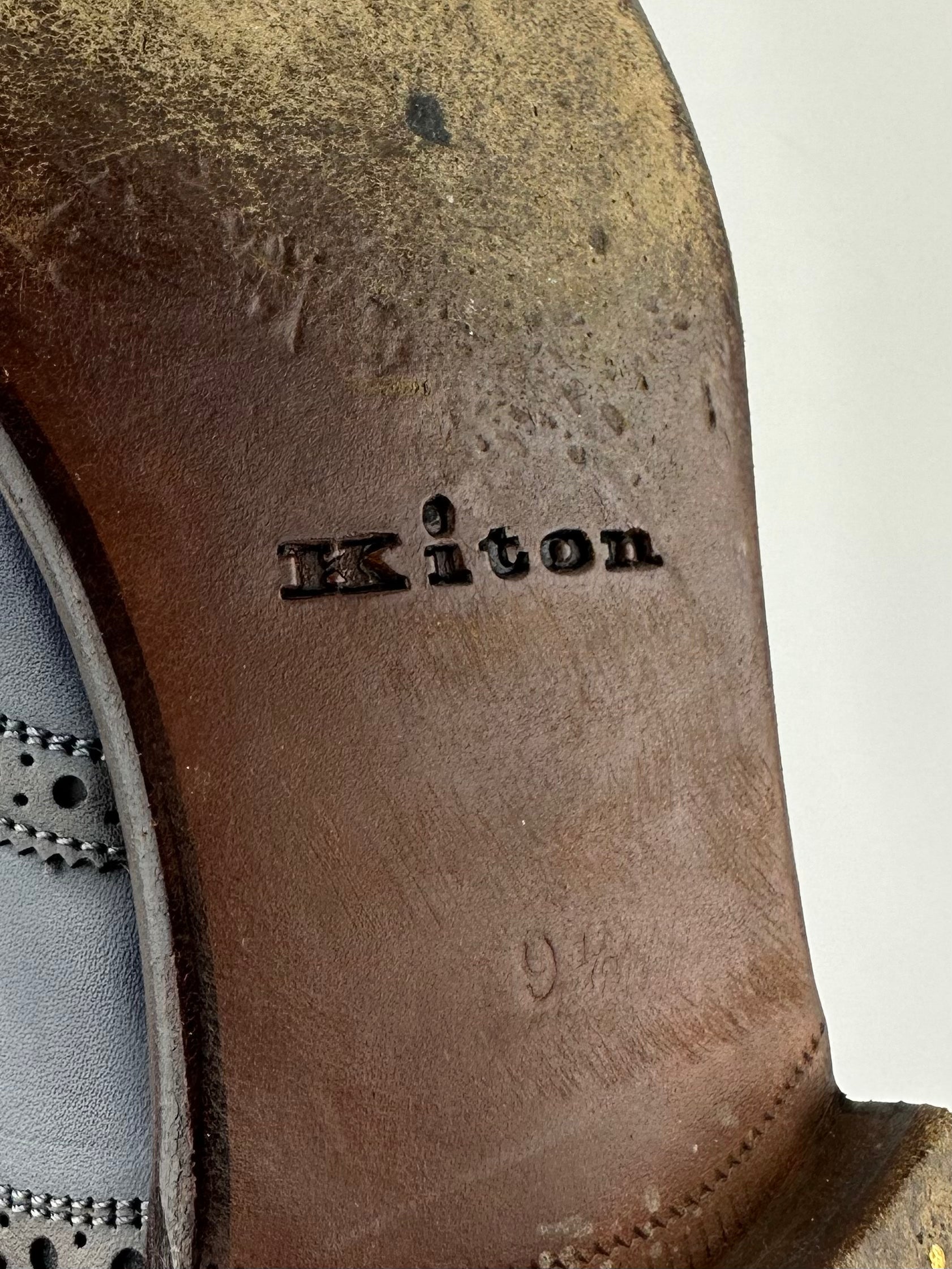 Kiton blauwe Wingtip Oxford-schoenen
