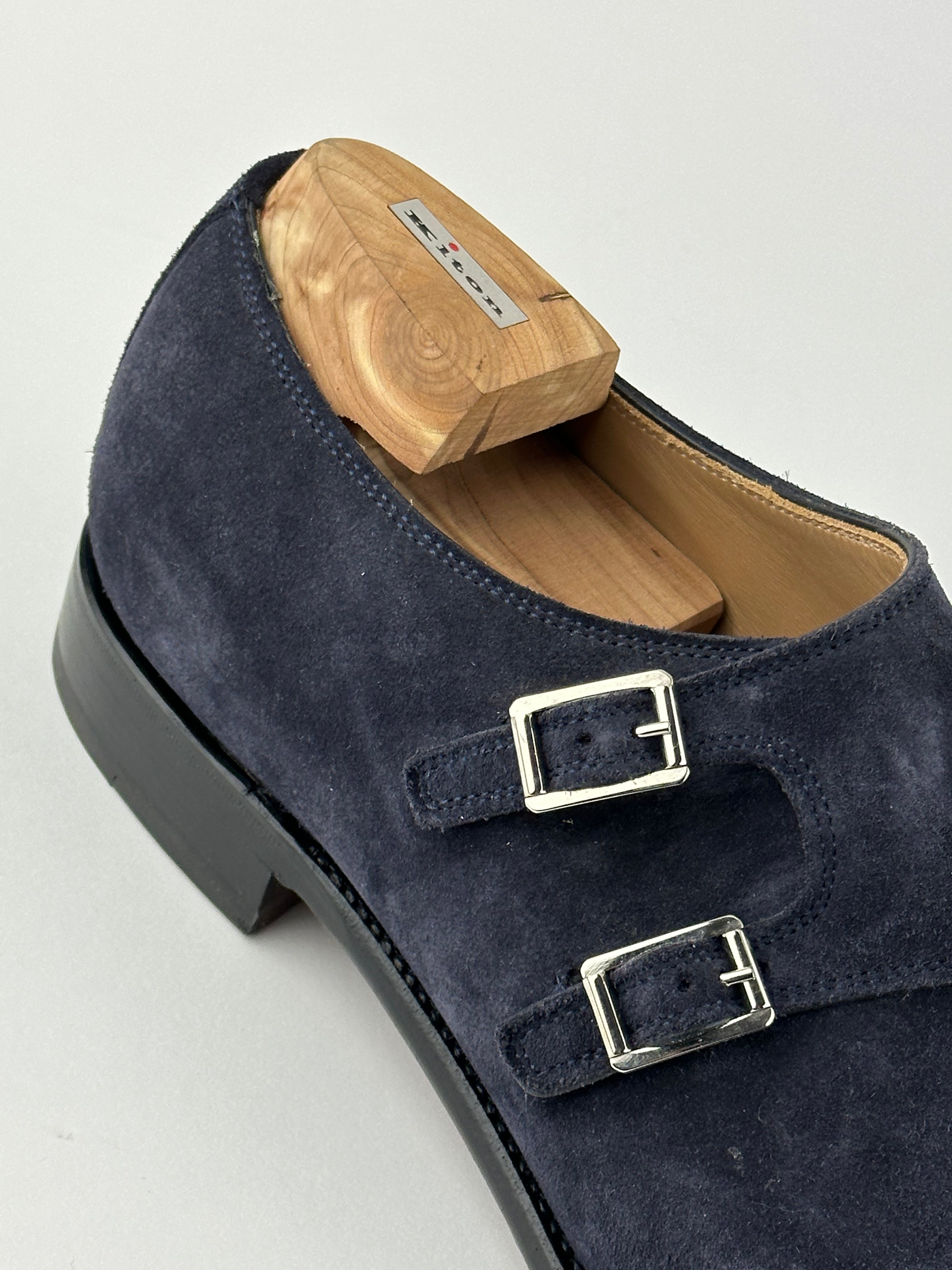 Kiton Navy Suede Double Monkstrap