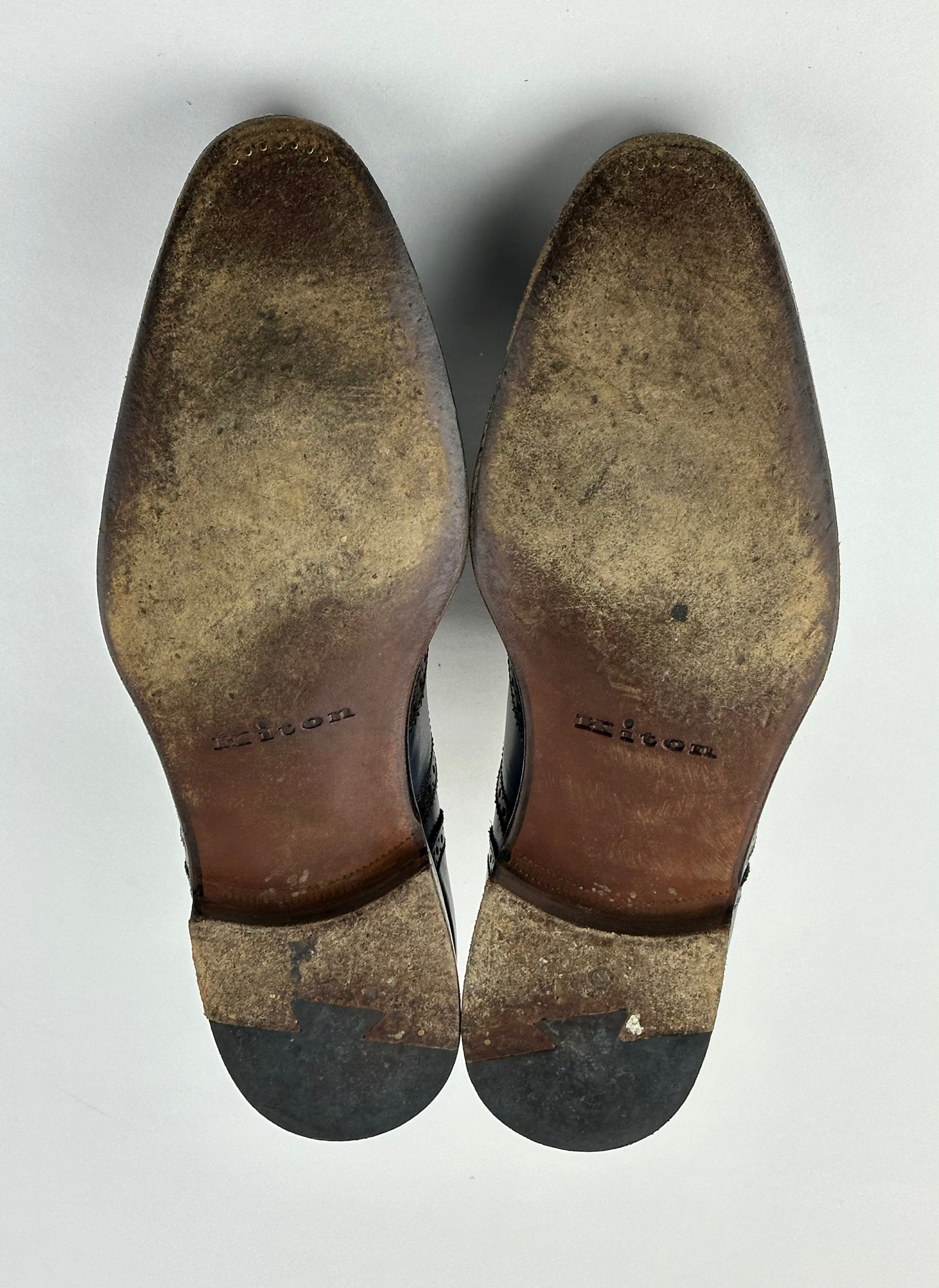 Kiton blauwe Wingtip Oxford-schoenen