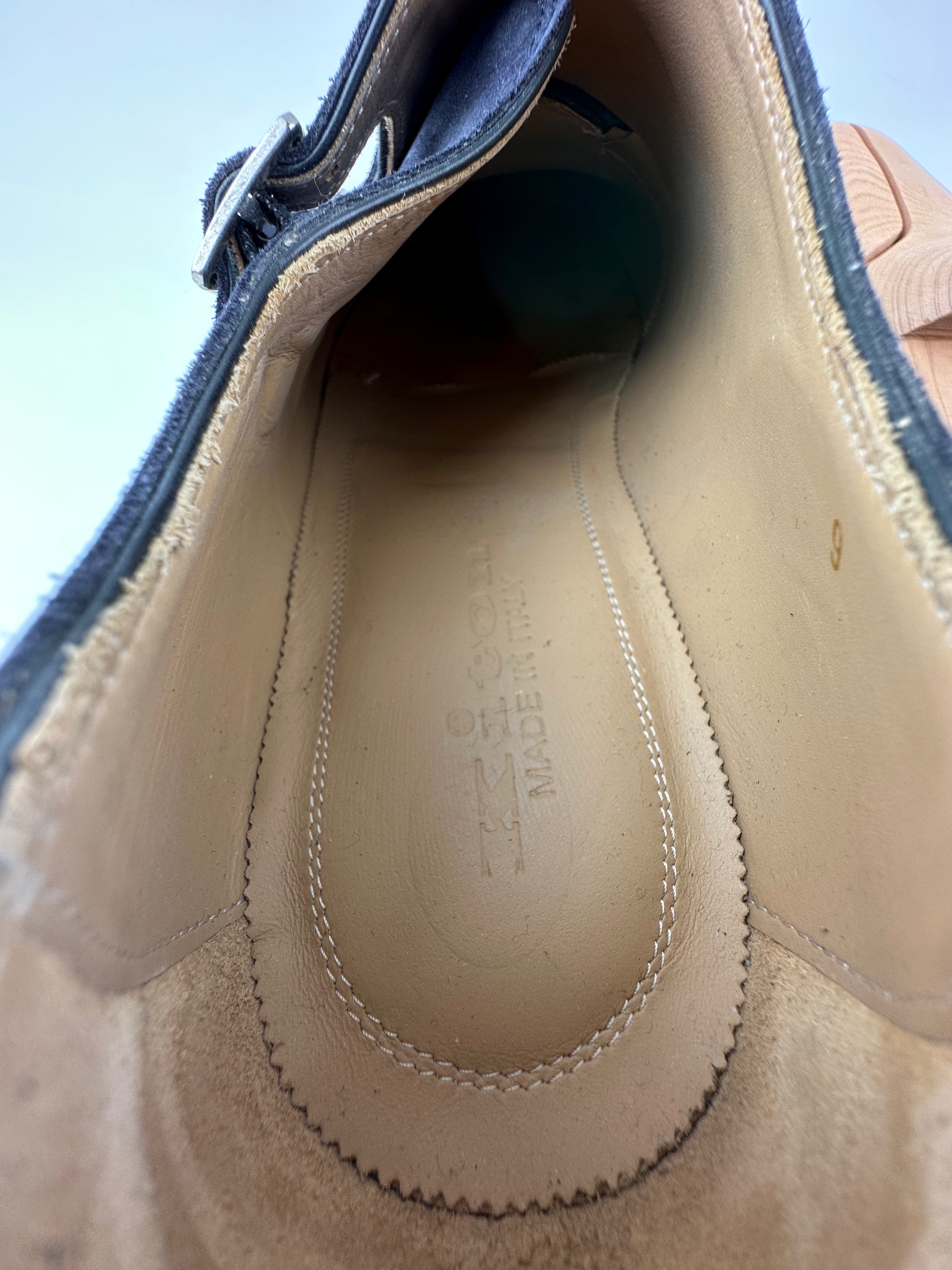 Kiton Navy Suede Double Monkstrap