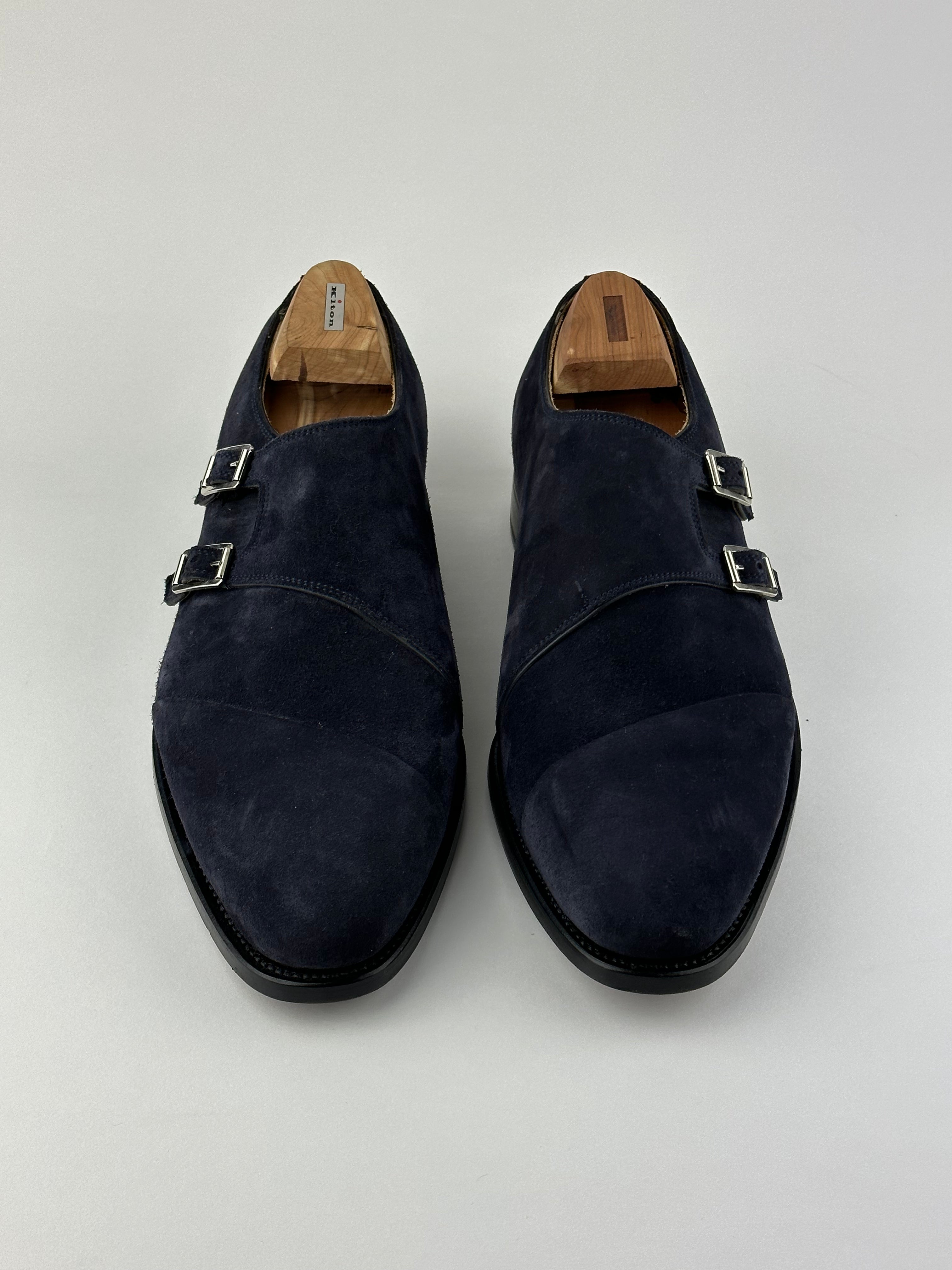 Kiton Navy Suede Double Monkstrap