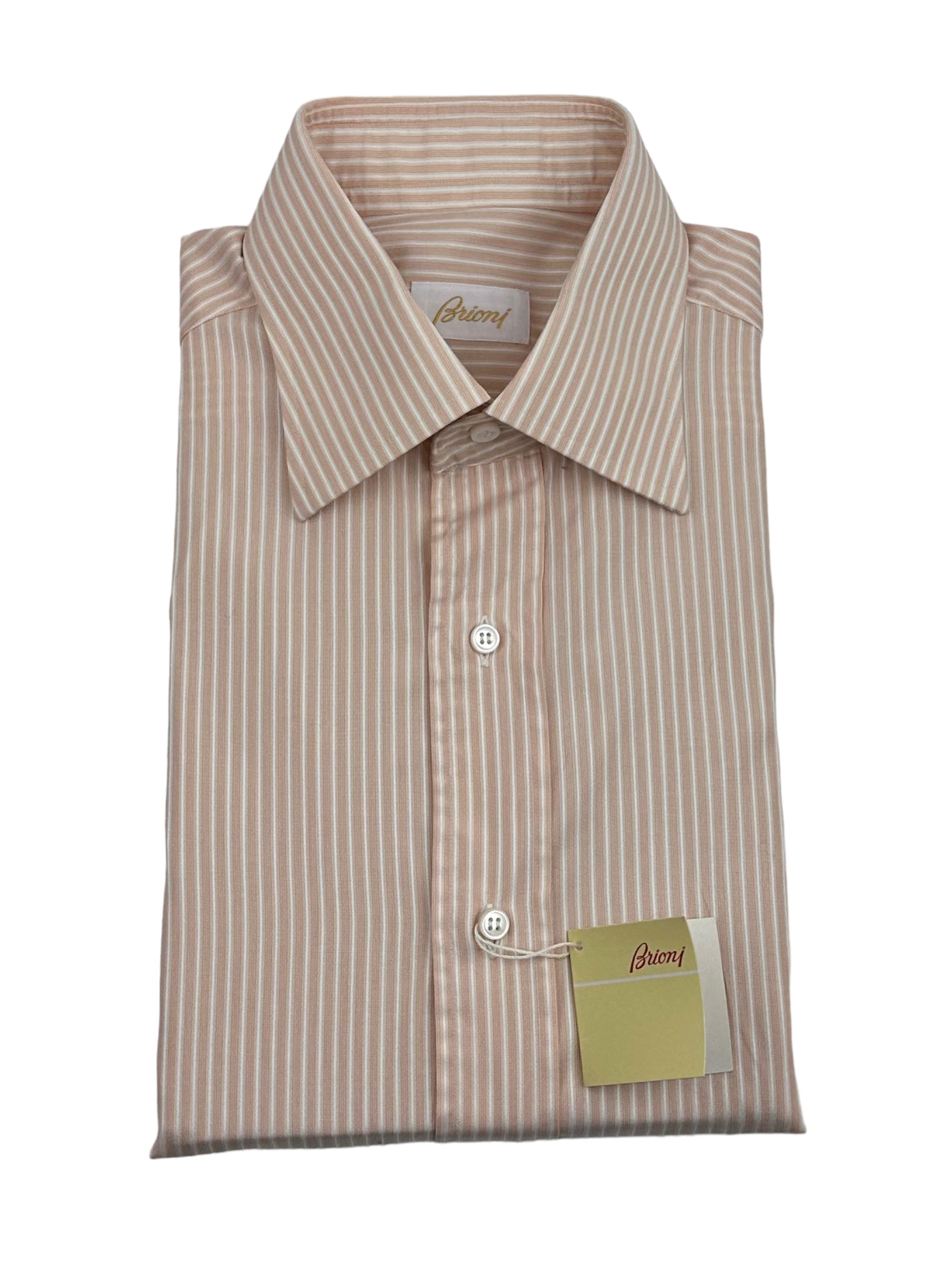 Brioni Salmon-Pink Stripe Shirt