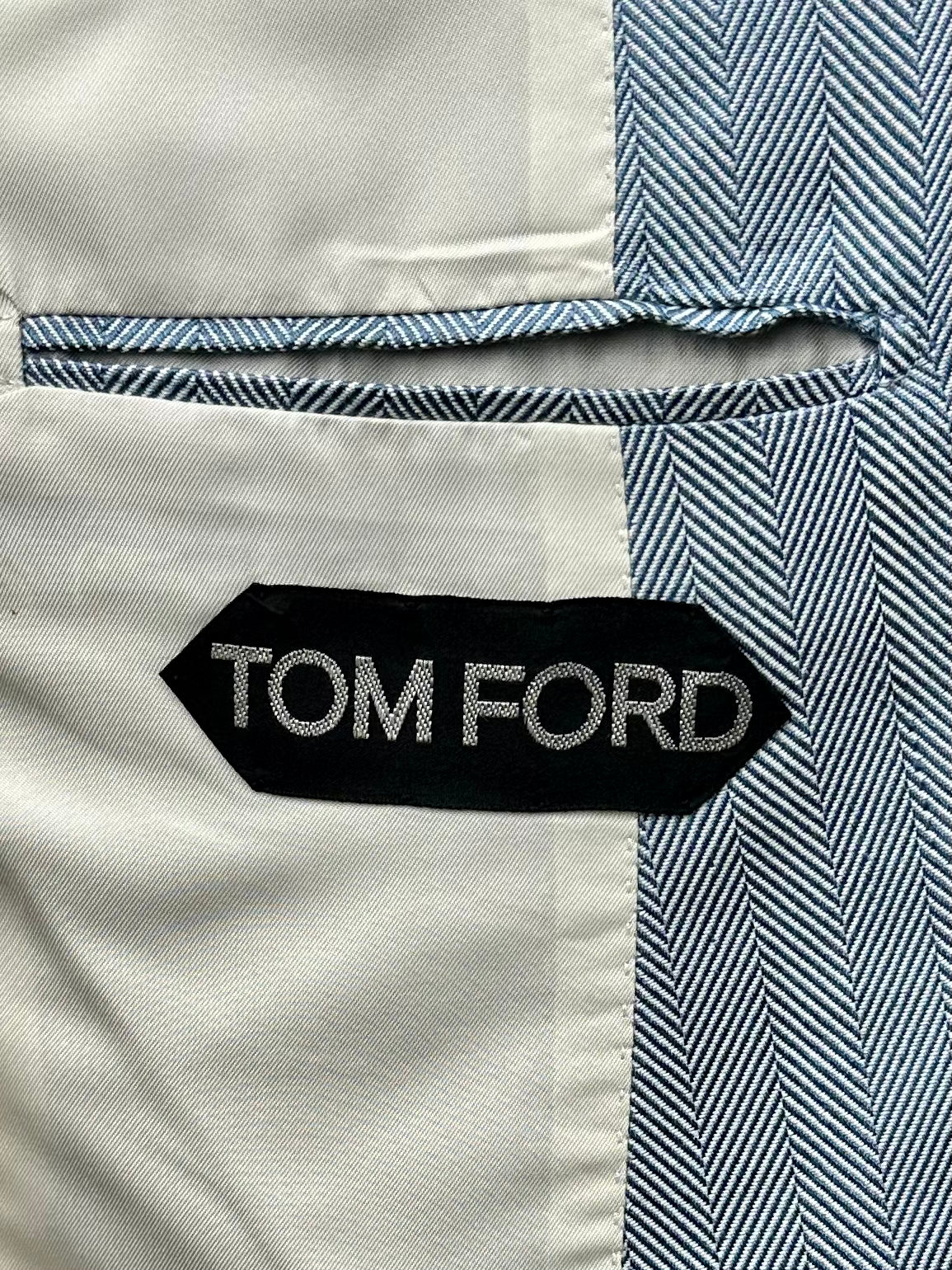 Tom Ford Light Blue Herringbone Silk Suit