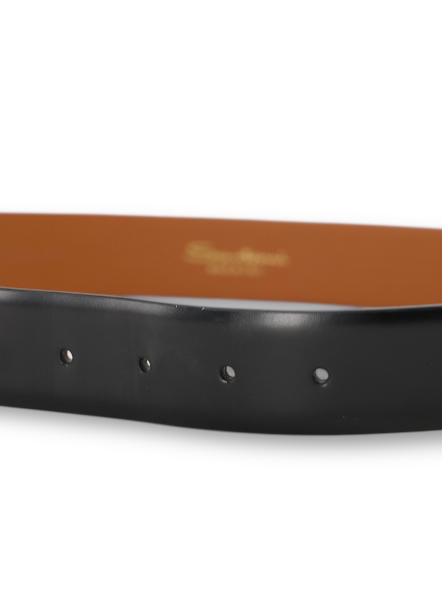 Santoni Black Calfleather & Silver Buckle Belt