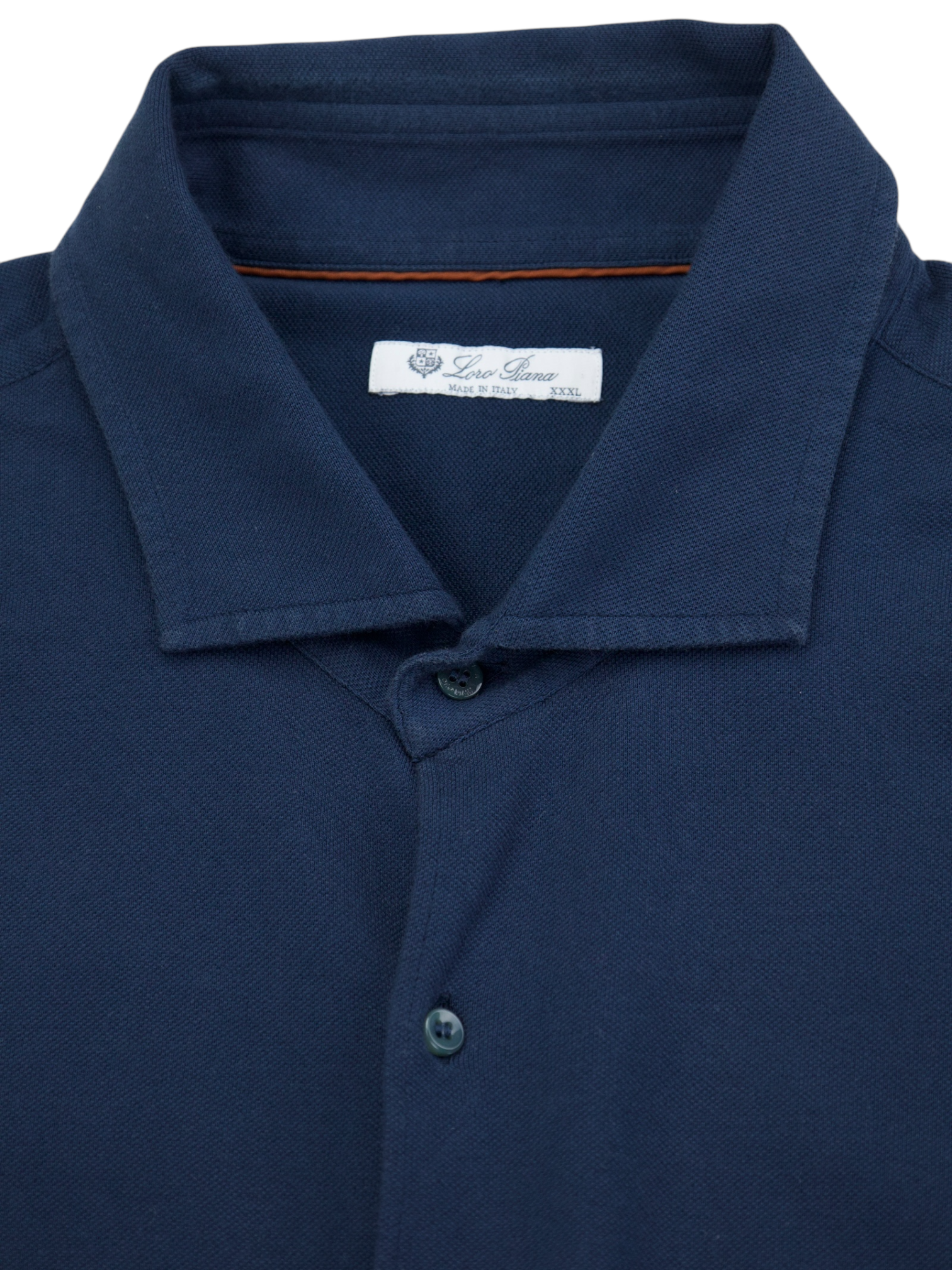 Loro Piana Navy Piqué Knitted Cotton Shirt