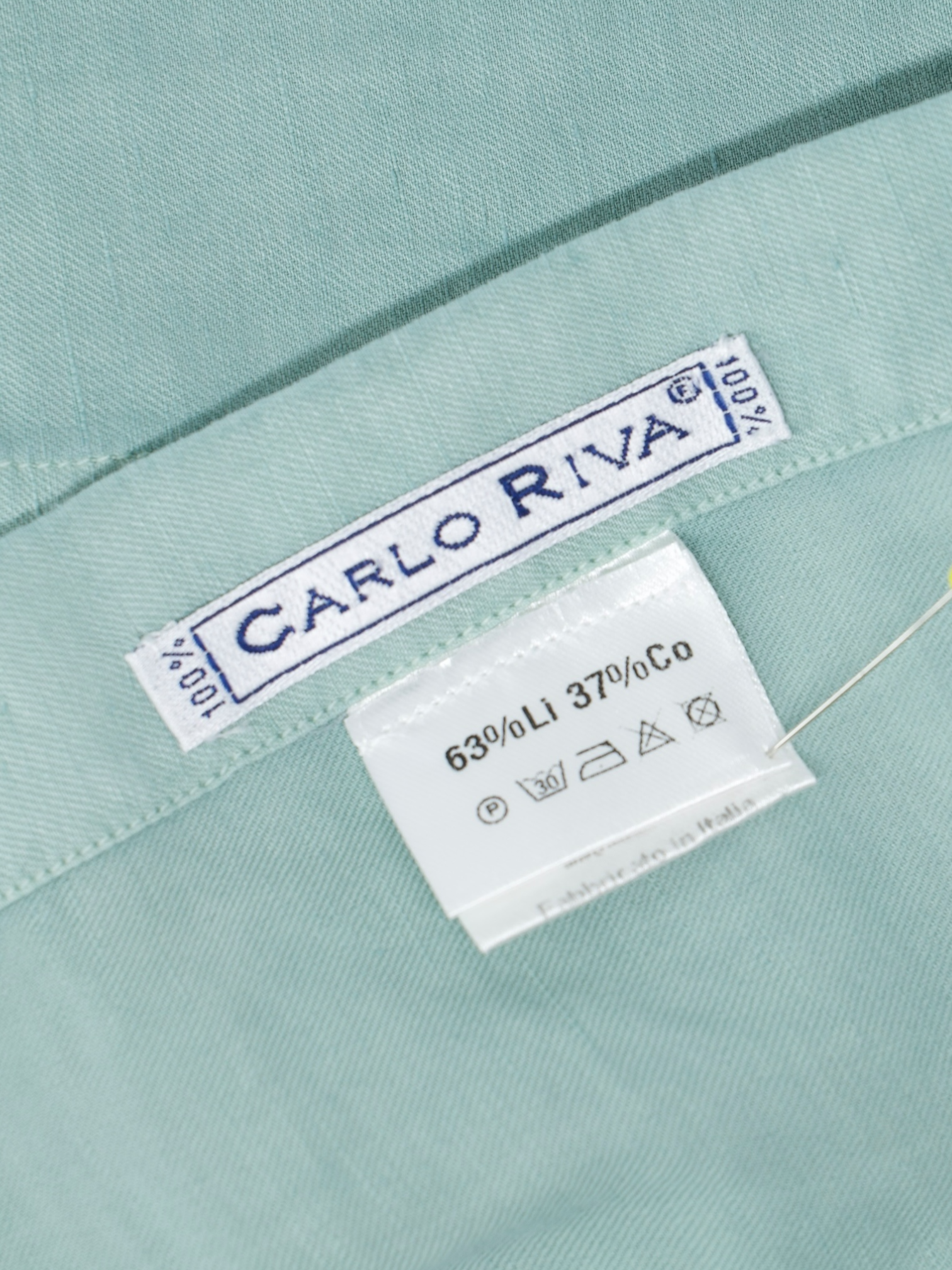 Finamore Mint Green Linen & Cotton "Carlo RIva" Summer Shirt