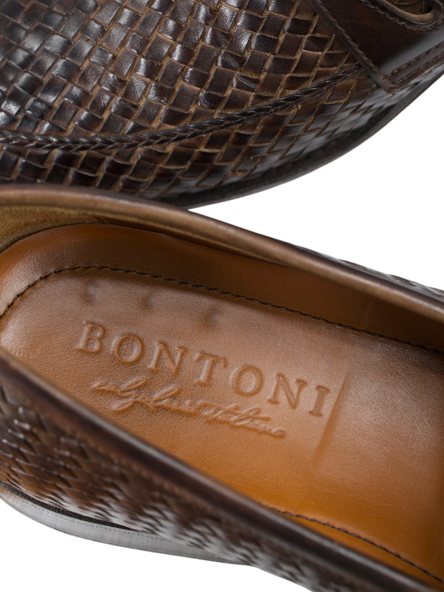 Bontoni Dark Brown Braided-Calfleather Summer Penny Loafer