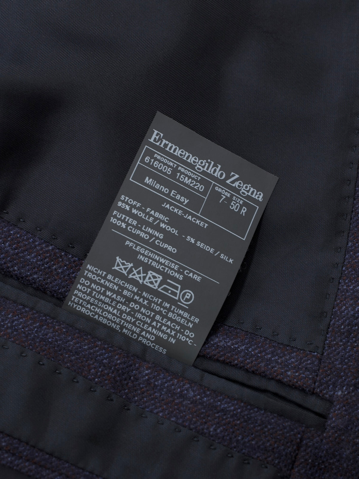 Ermenegildo Zegna Navy & Burgundy Wool-Silk Blend Milano Easy Jacket