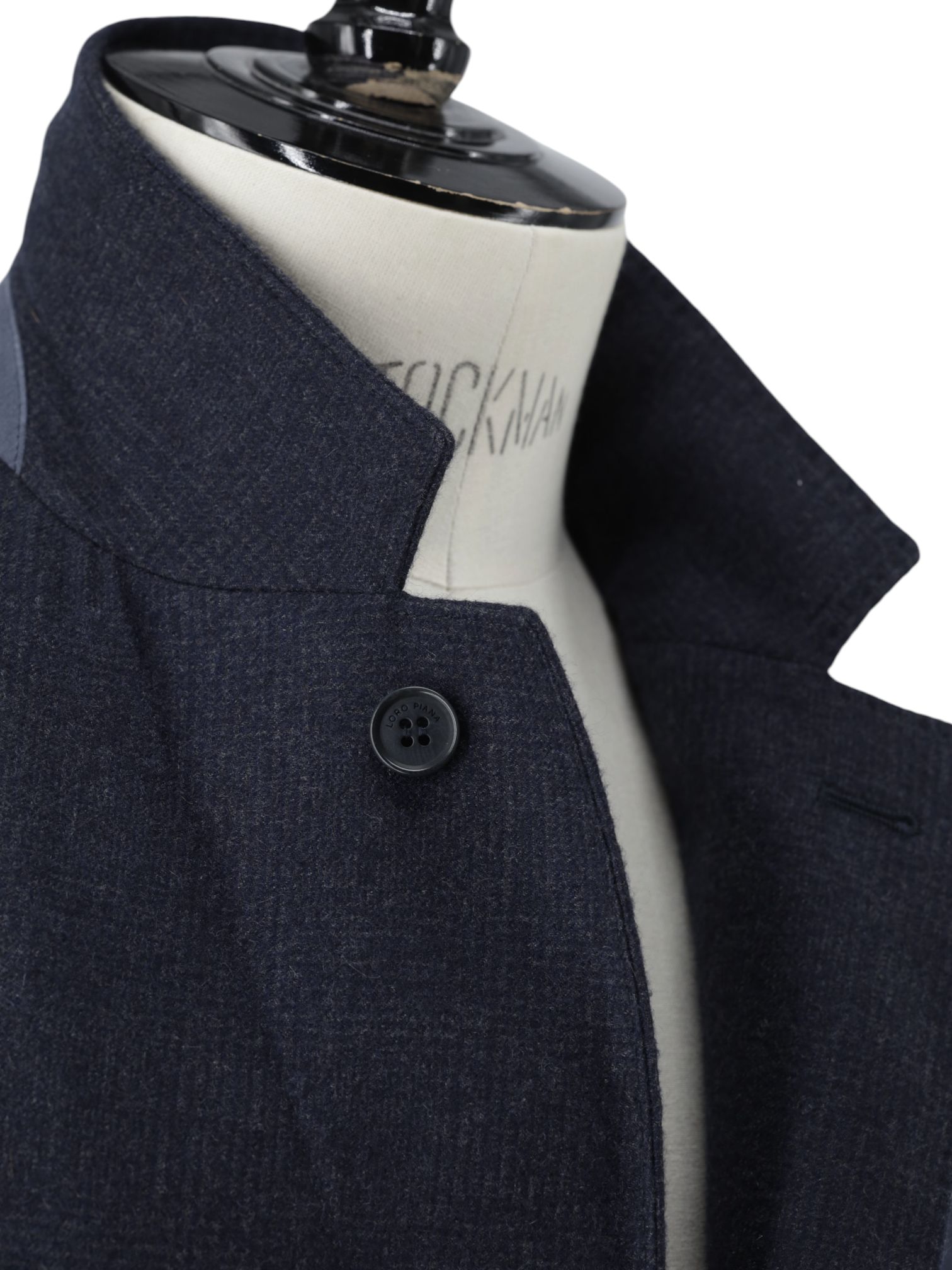 Loro Piana Navy Double-Faced Cashmere Glenplaid Jacket