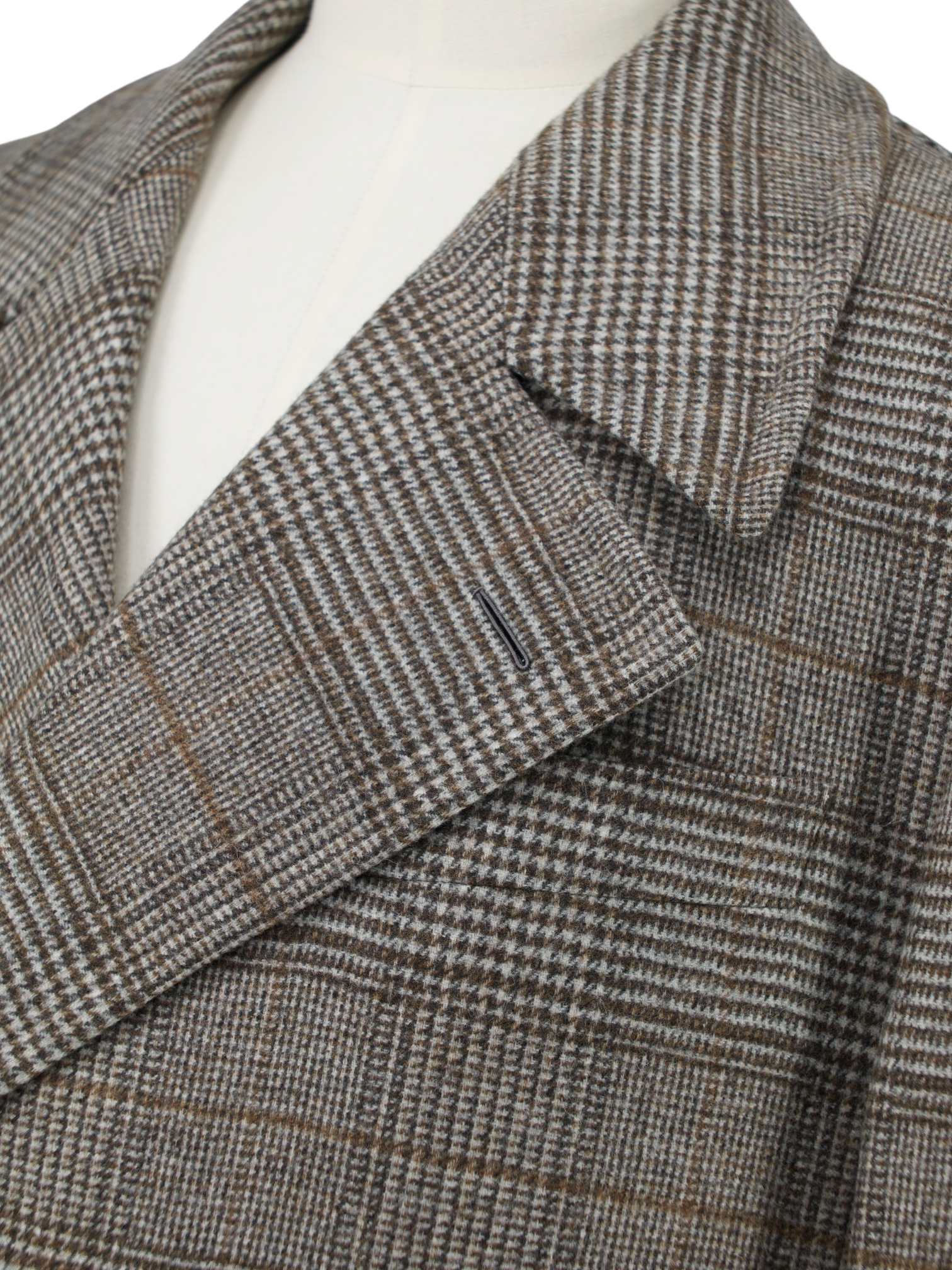 Caruso Light Brown Superfine "Zelander" Wool Prince of Wales Ulster Coat