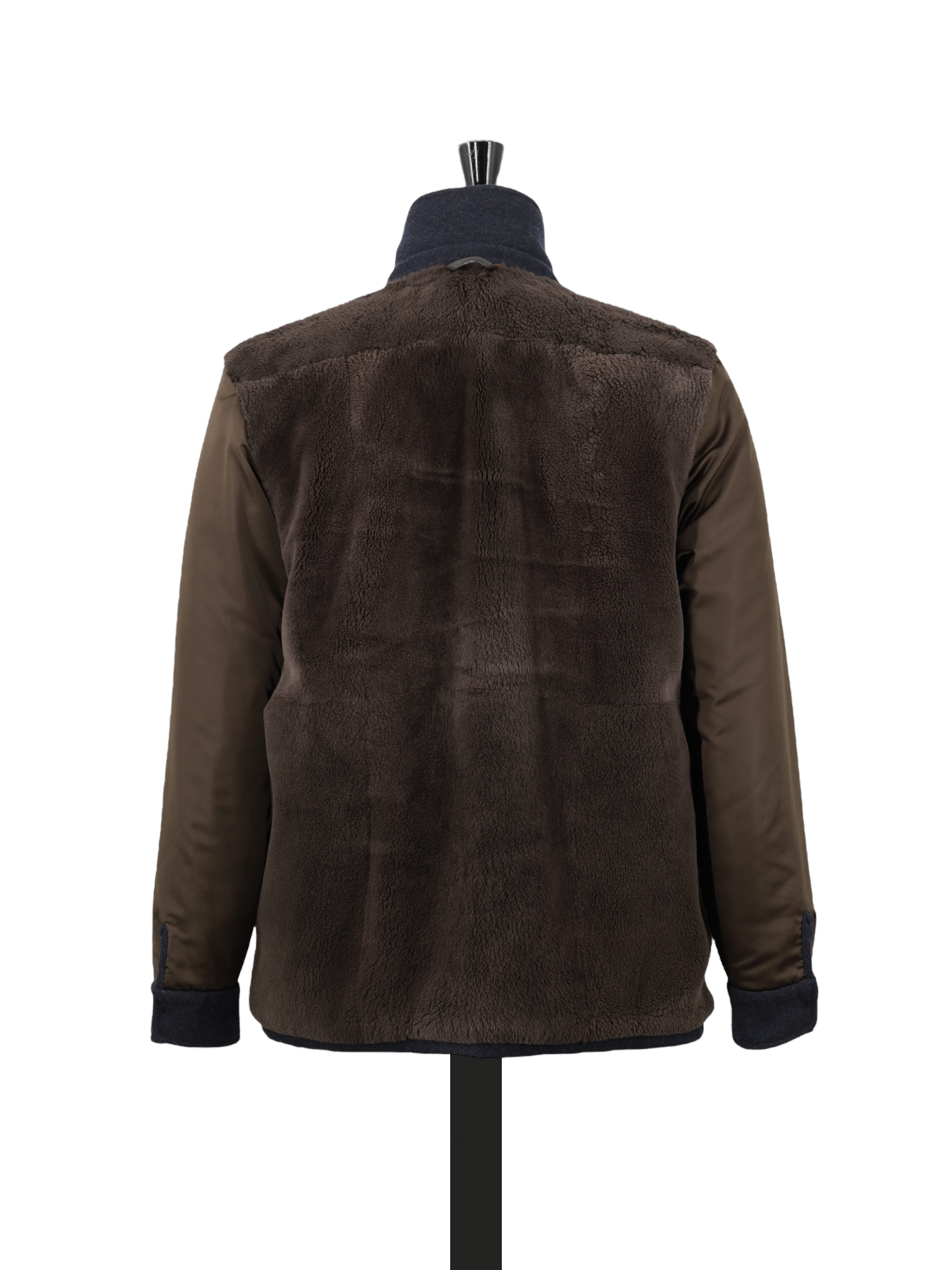 Loro Piana Navy Jersey Novalis Cashmere & Castorino Fur Lining Sweater Overshirt Jacket