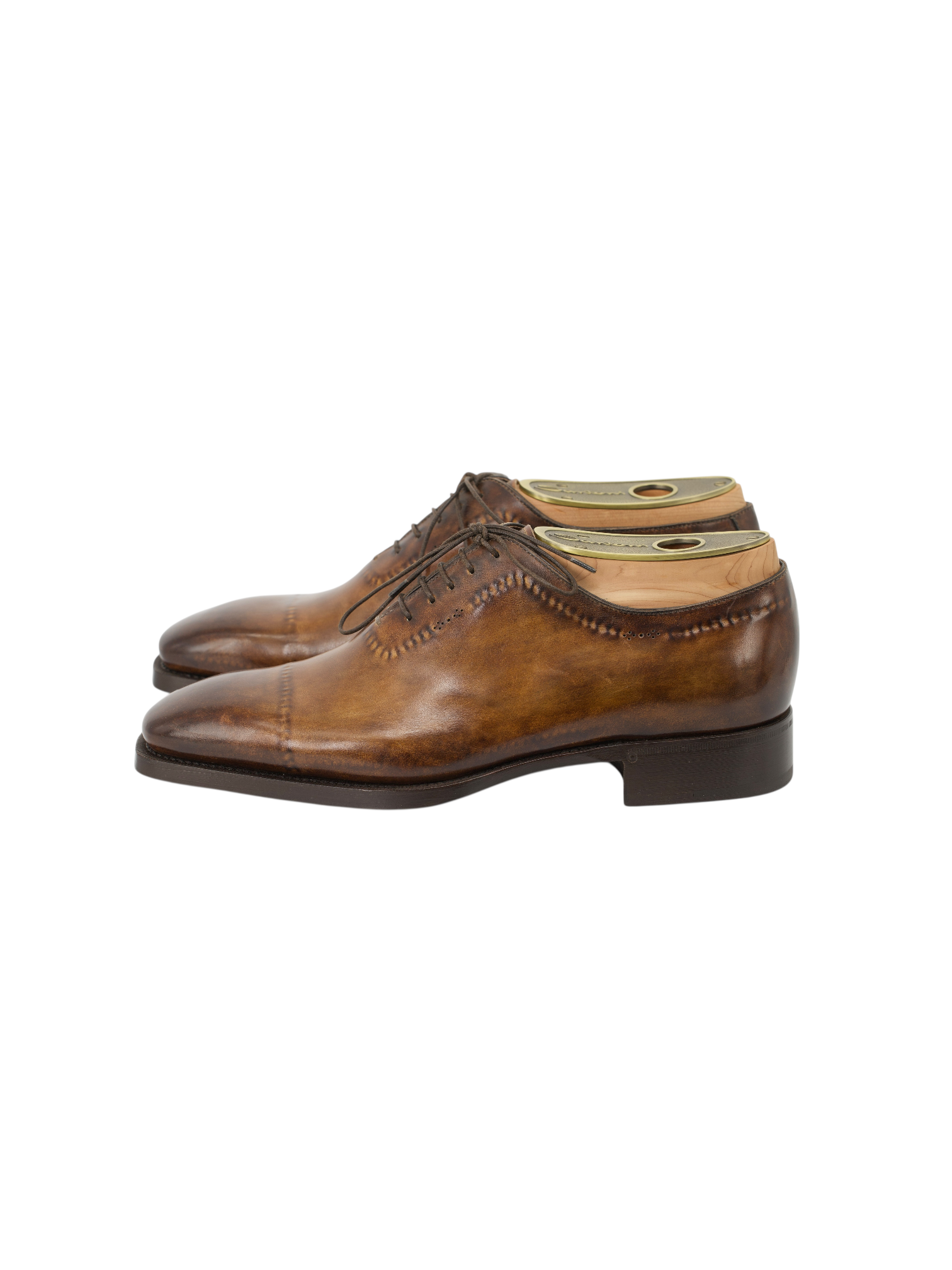 Santoni Brown Calfleather Handmade Oxford Shoes