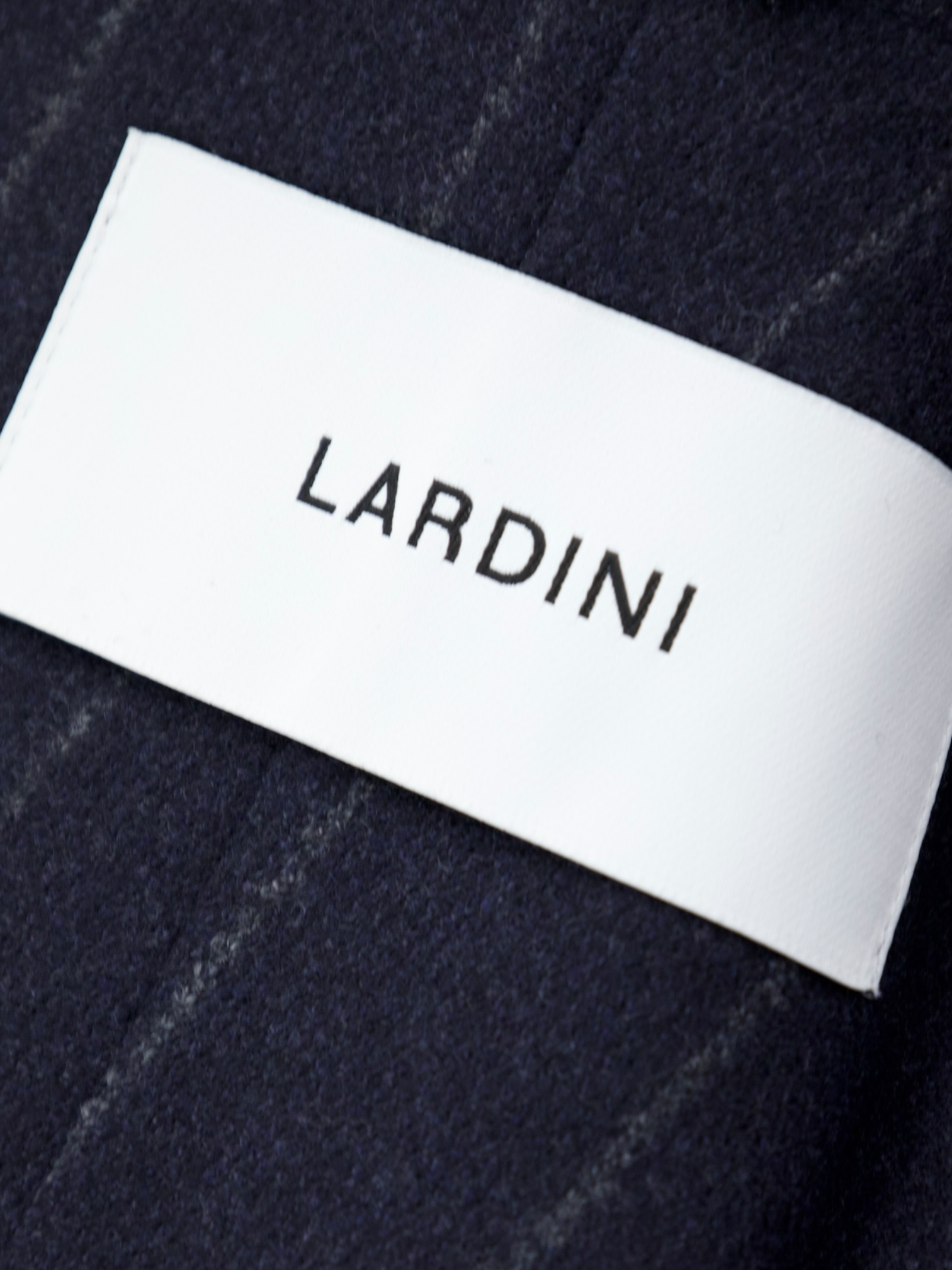 Lardini Navy Double Breasted Wool & Cashmere Flannel Chalkstripe Suit