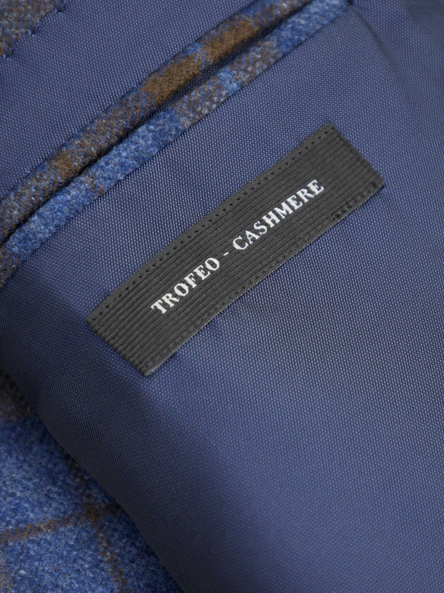 Ermenegildo Zegna Denim Blue & Castagne Brown Trofeo Wool & Cashmere Windowpane Jacket