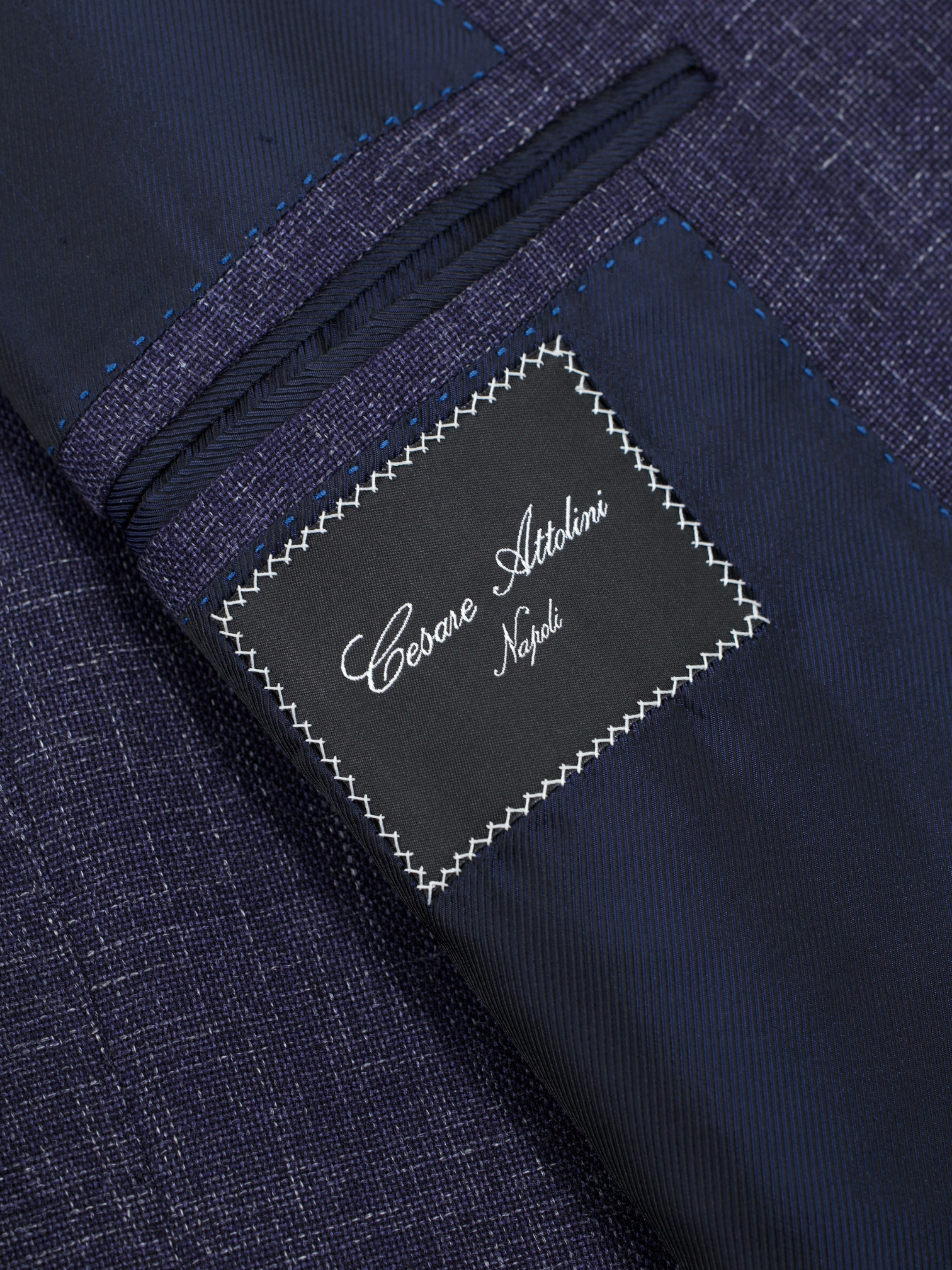 Cesare Attolini Blue Cashmere, Silk & Linen Basketweave Summer Jacket