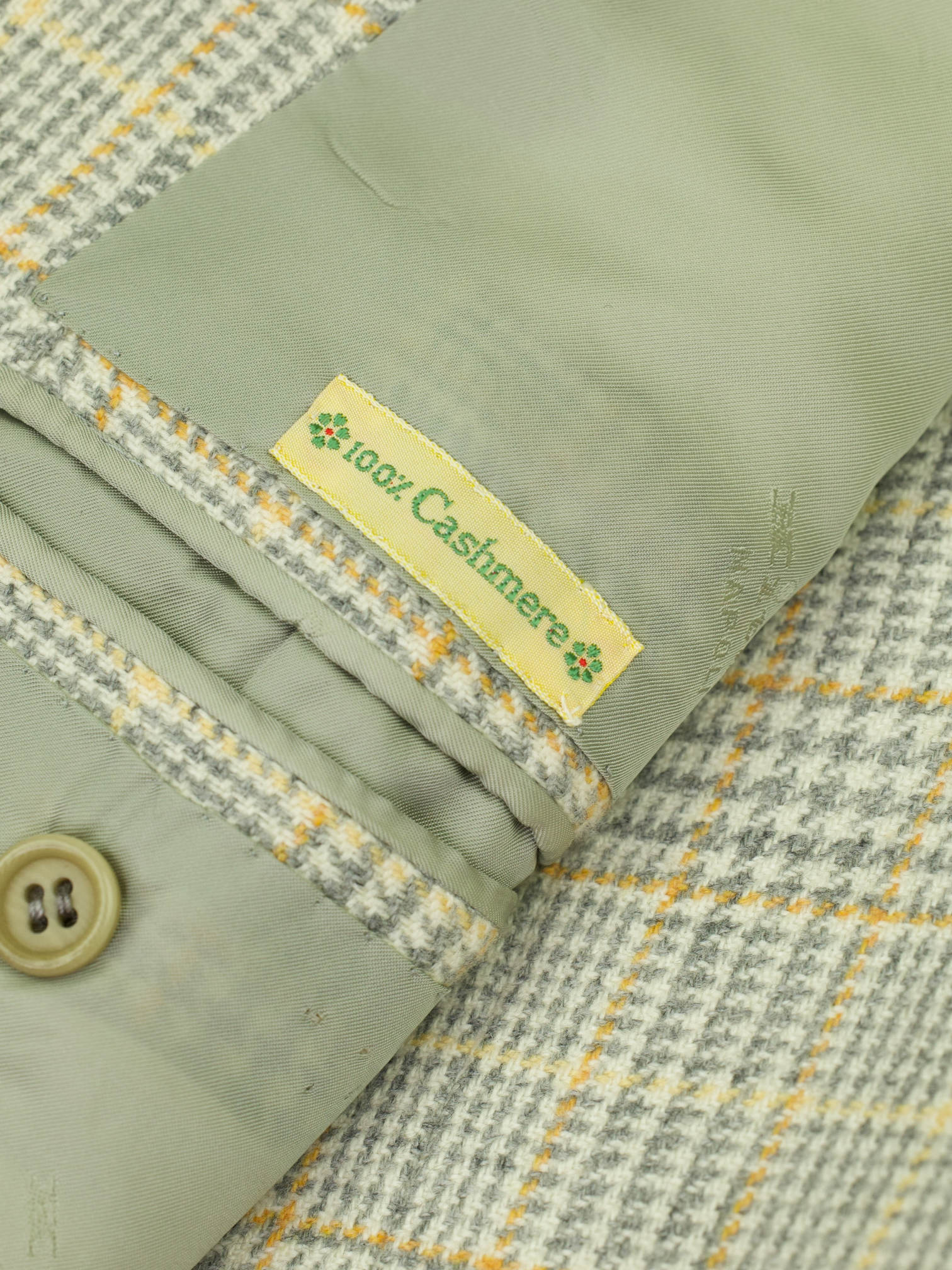 Kiton Grey & Orange Pure Cashmere Prince of Wales Jacket
