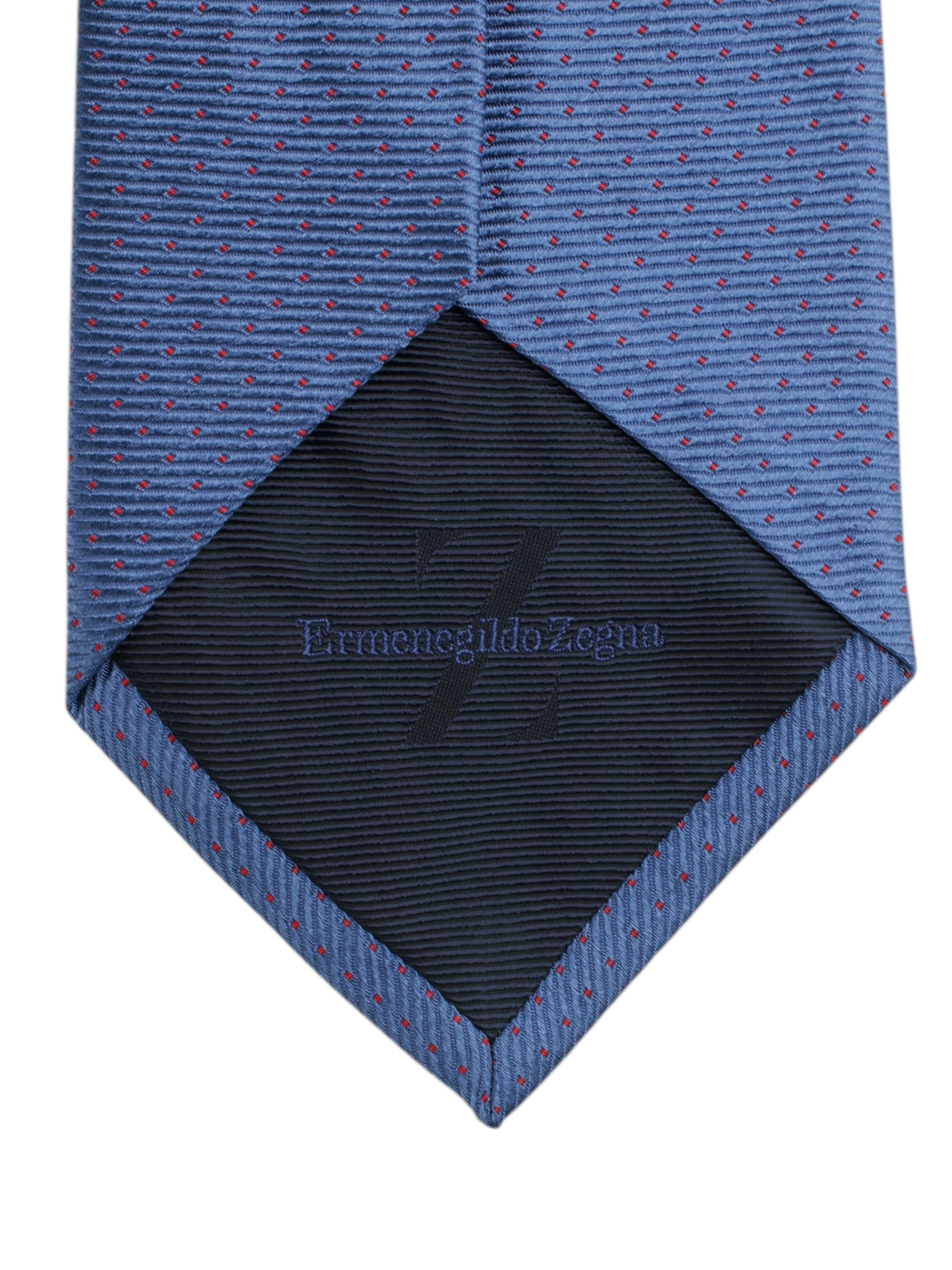 Ermenegildo Zegna Steel Blue & Red Silk Micro Polka-Dot Tie