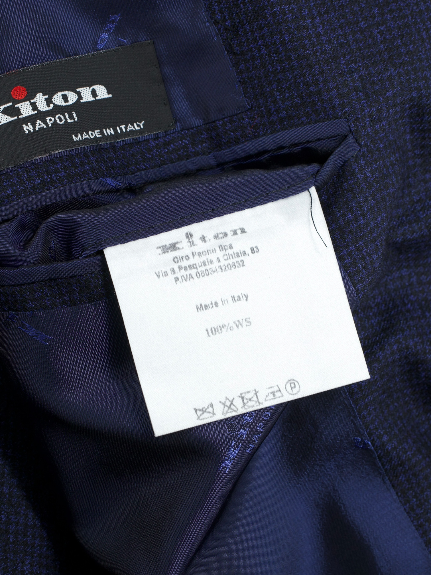 Kiton Navy Pure Cashmere Bicolor Puppytooth Winter Suit