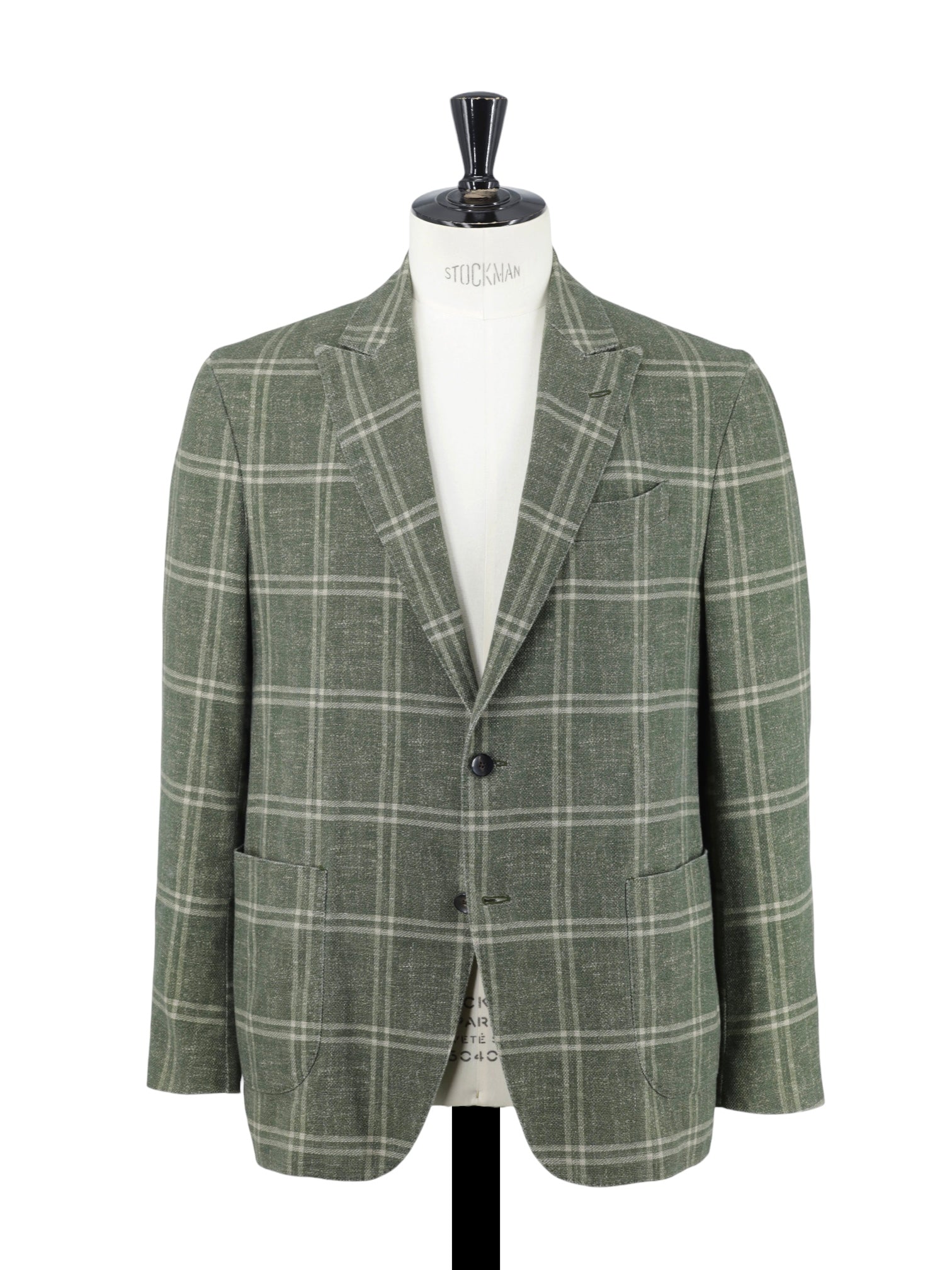 Lardini Khaki Green Cotton Tartan Check Jacket