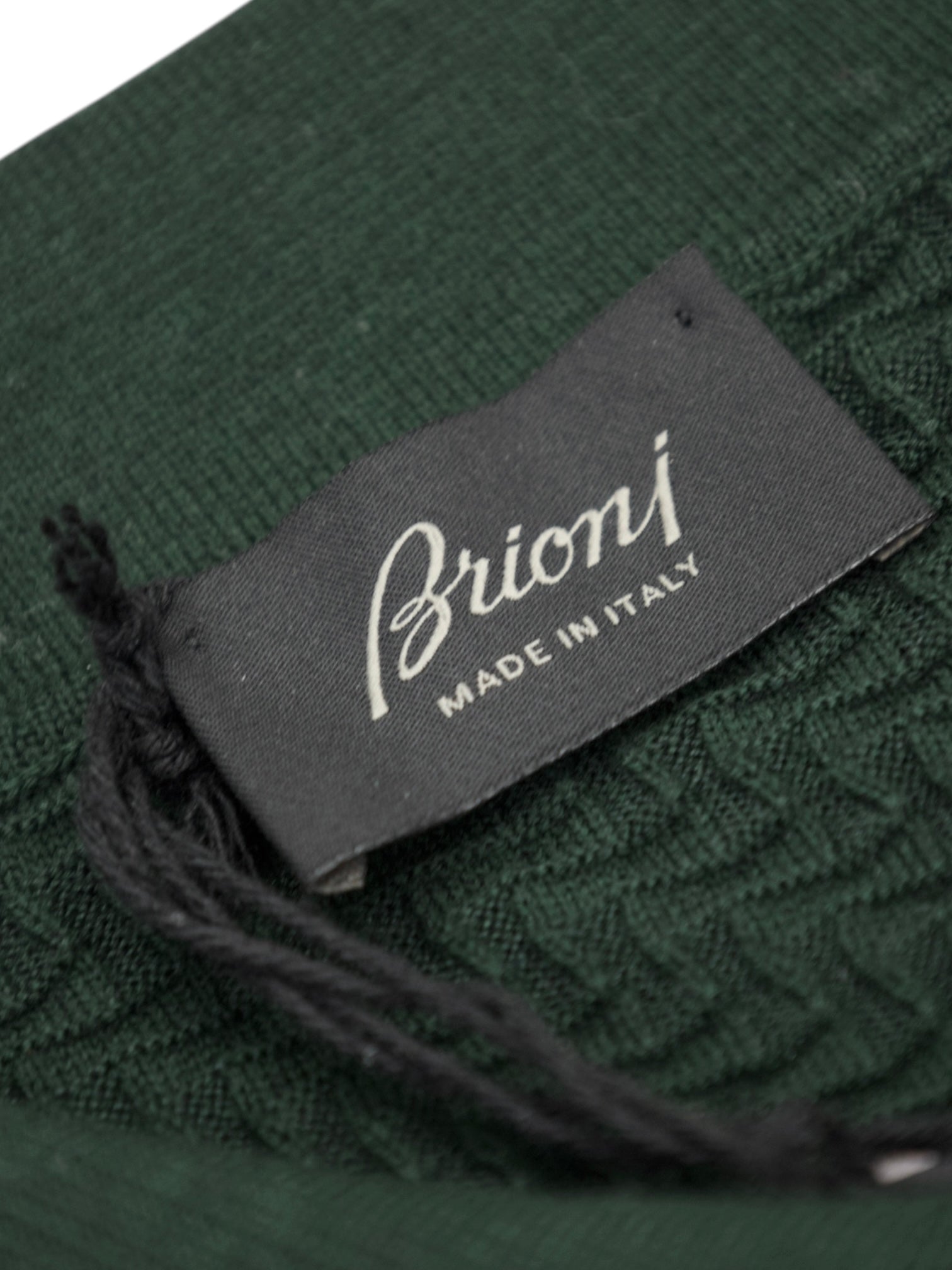 Brioni Forest Green Cotton, Silk & Cashmere Trama Weave Long Sleeve Polo