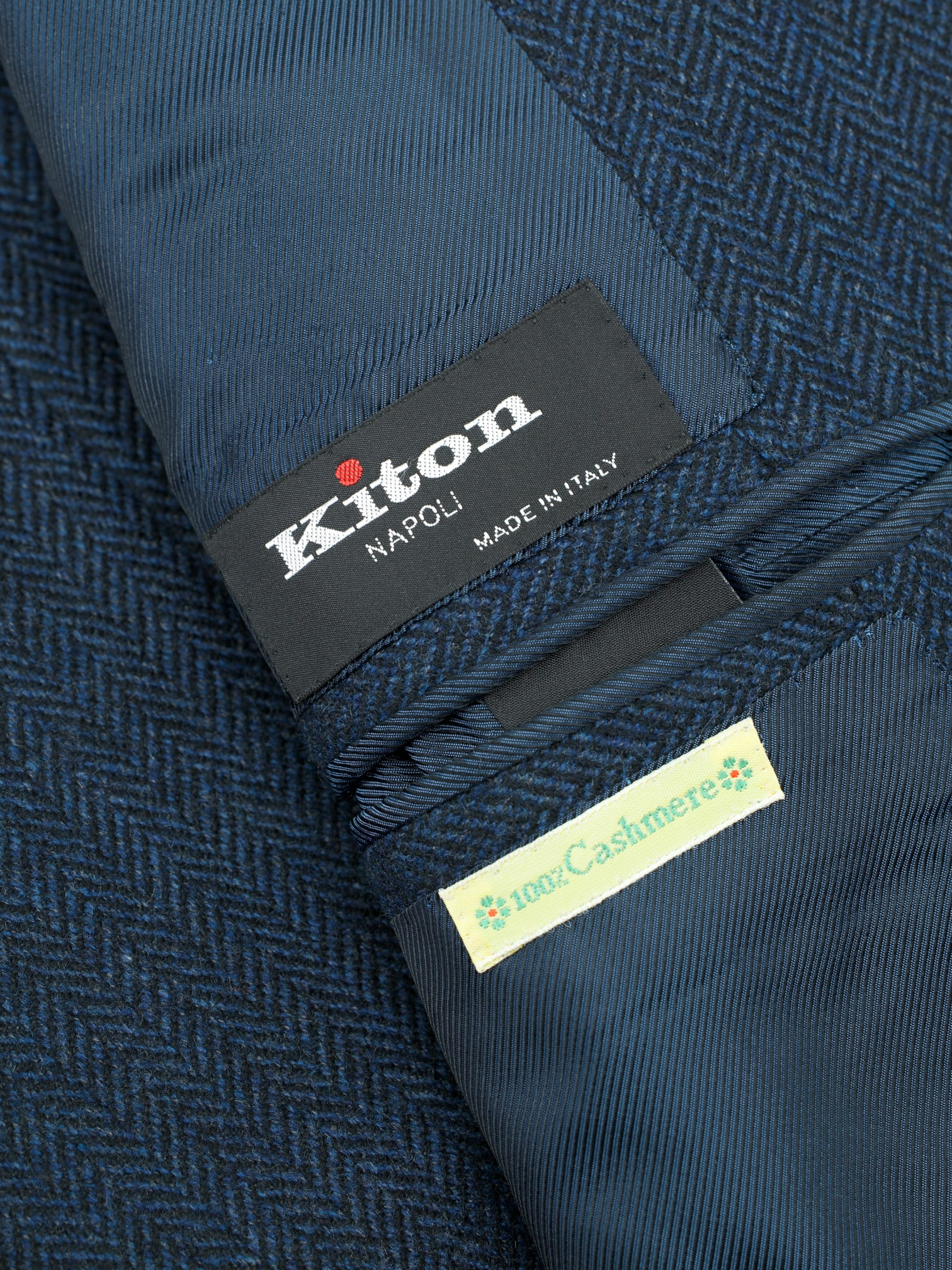 Kiton Dark Teal Pure-Cashmere Herringbone "Cipa 1960" Jacket