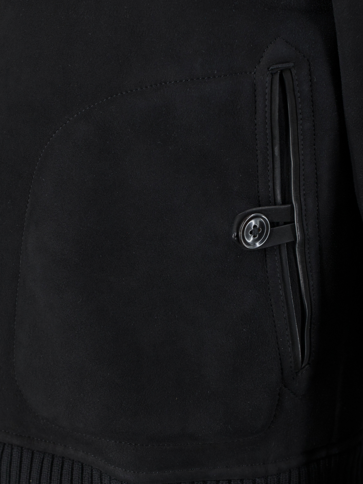 Tom Ford Black Lambskin Nubuck-Shearling Zip-Up Aviator Jacket