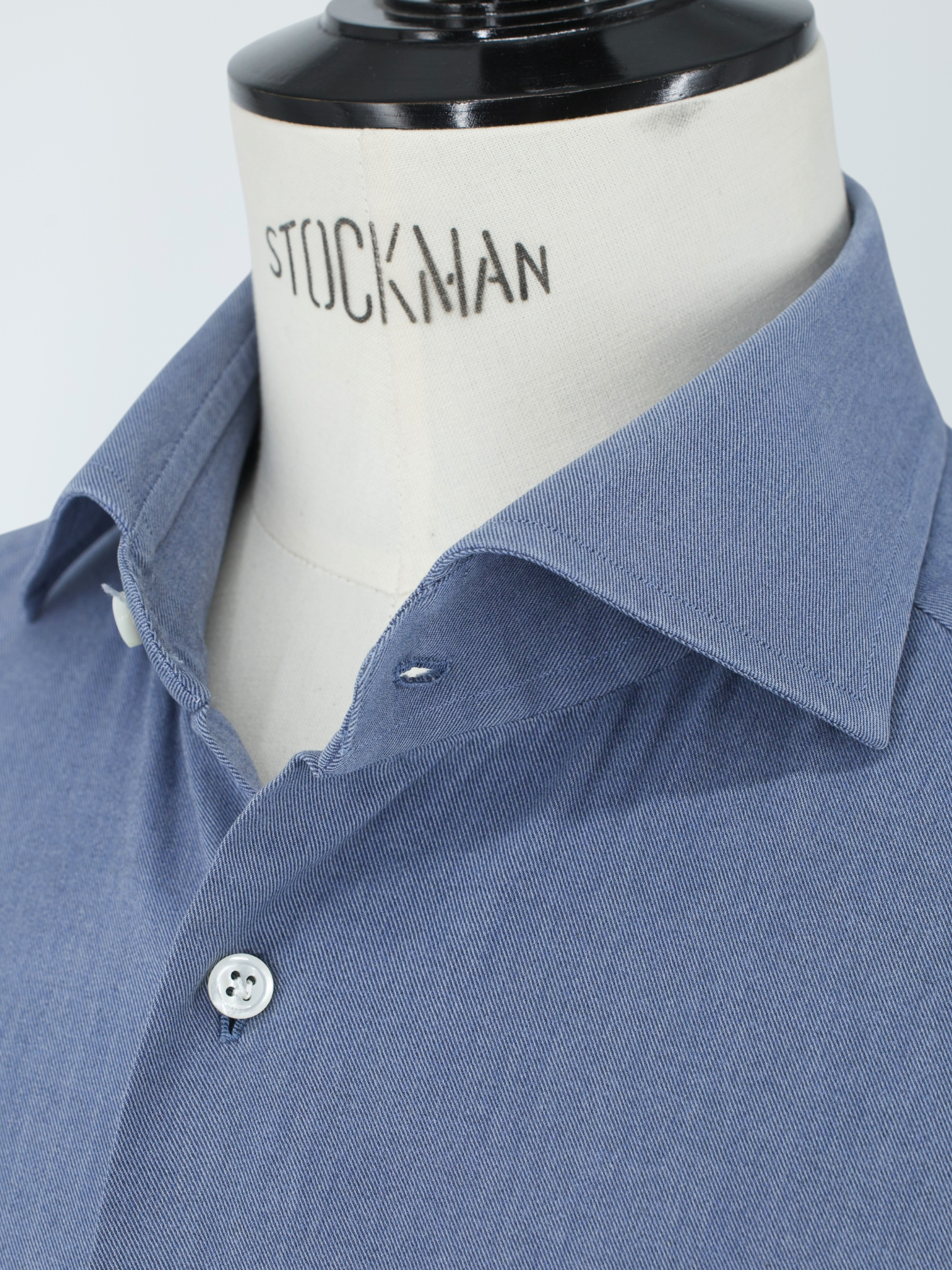 Cesare Attolini Steel Blue Pure Cotton Twill Shirt