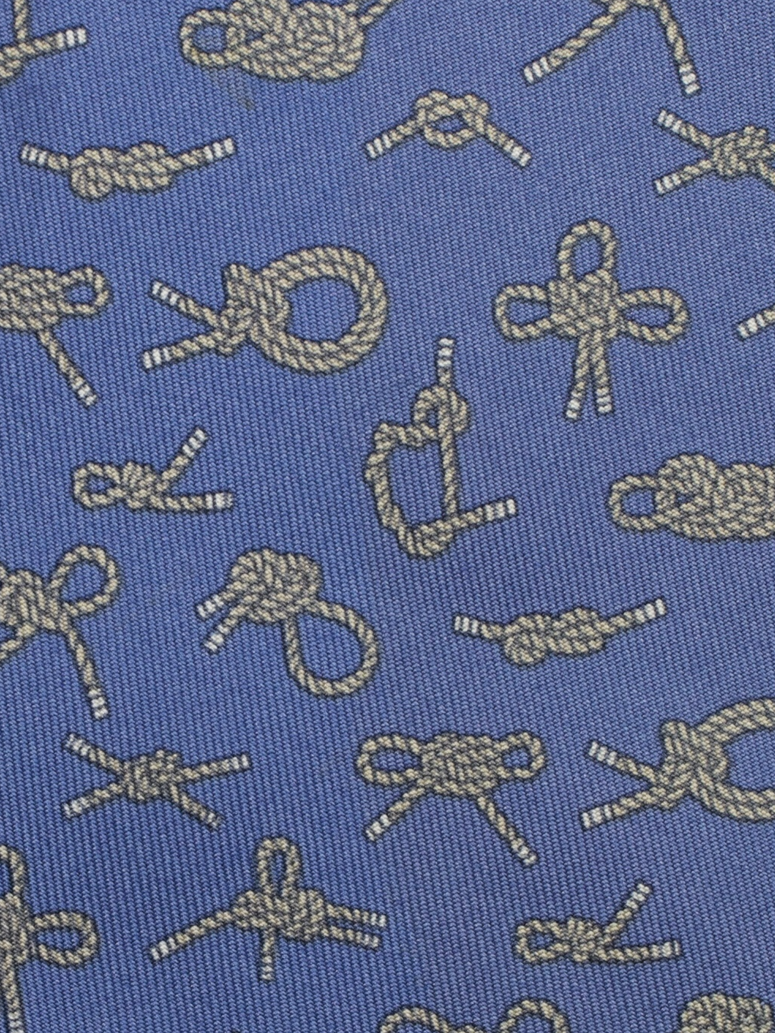 Hermès Steel Blue Silk Knotted Sailor's Rope Pattern Tie