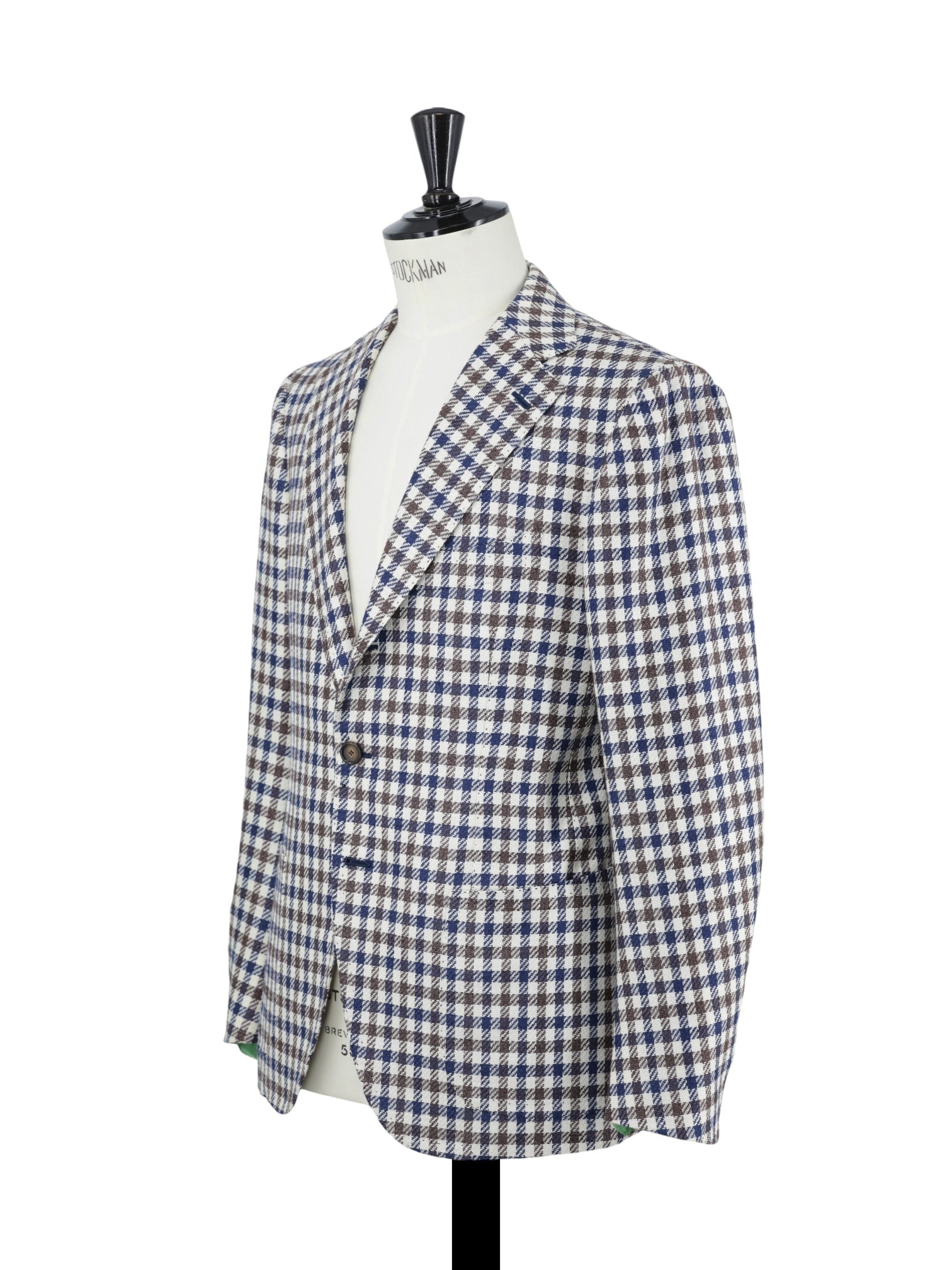 Cesare Attolini Brown & Blue Wool, Silk, Linen & Cotton Gun Check Jacket