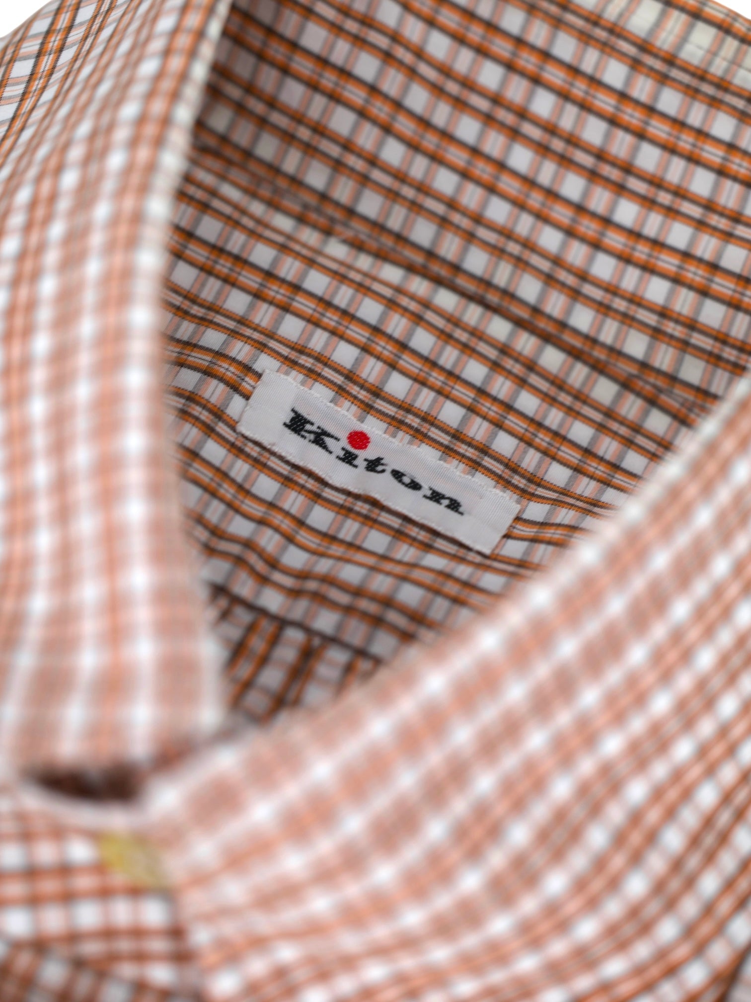Kiton White & Red Cotton Gingham Check Button-Down Shirt