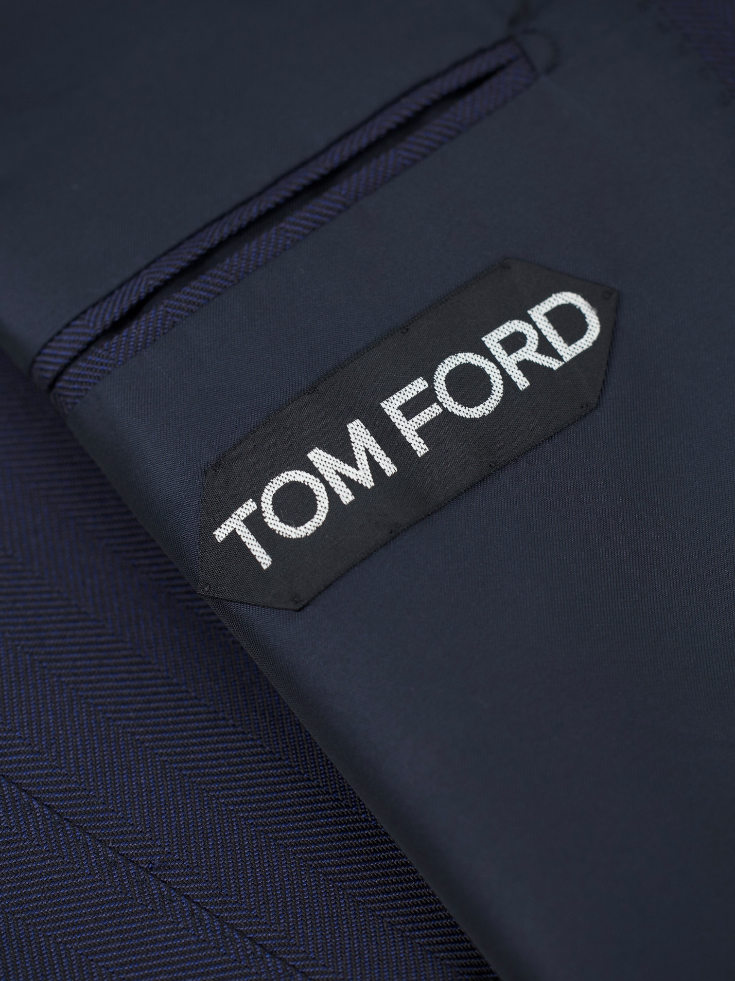 Tom Ford Marine Blue Pure-Silk Herringbone O'Connor Jacket