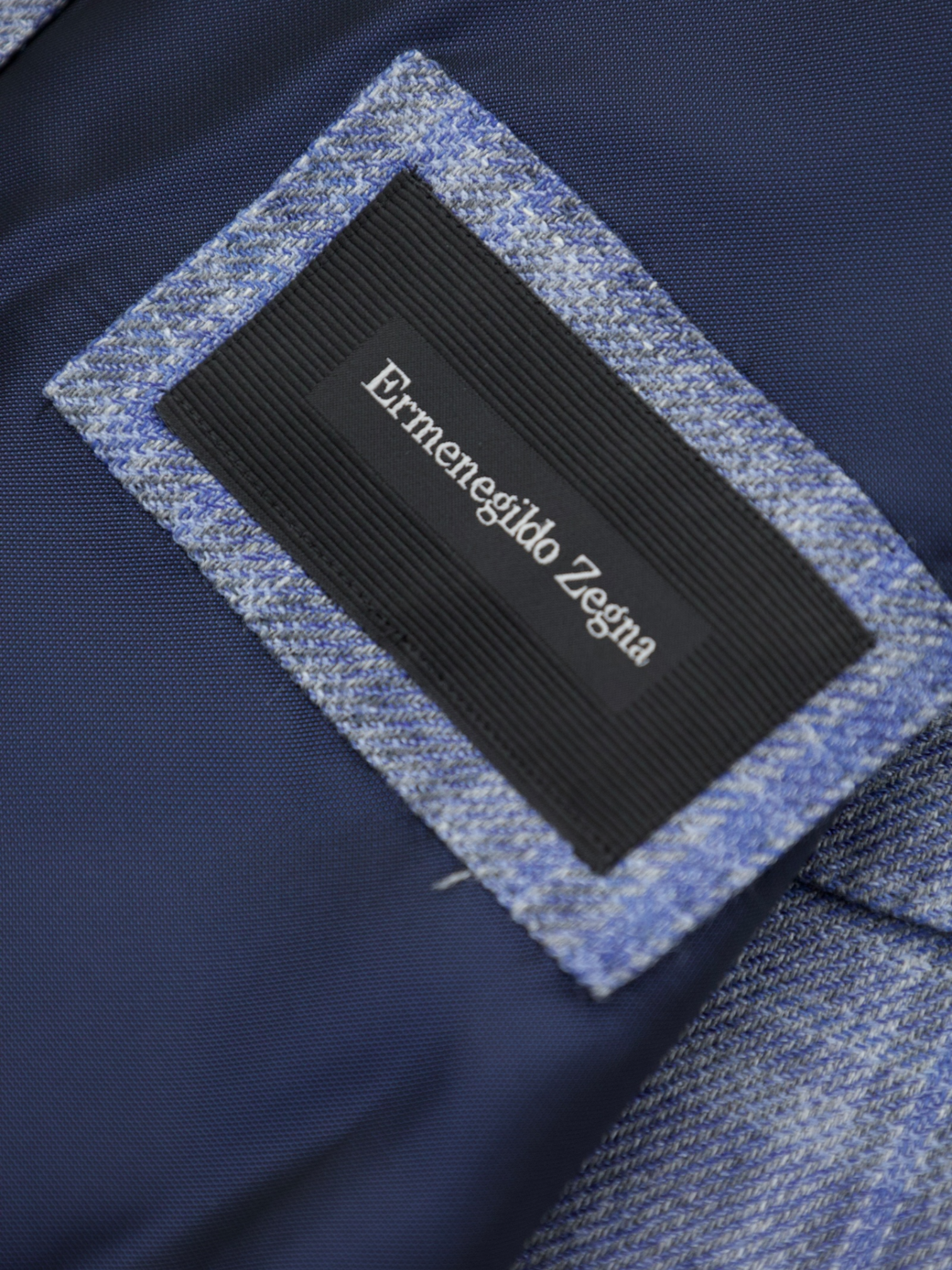 Ermenegildo Zegna Steel Grey & Blue Cashmere, Silk & Hemp Glenplaid Jacket