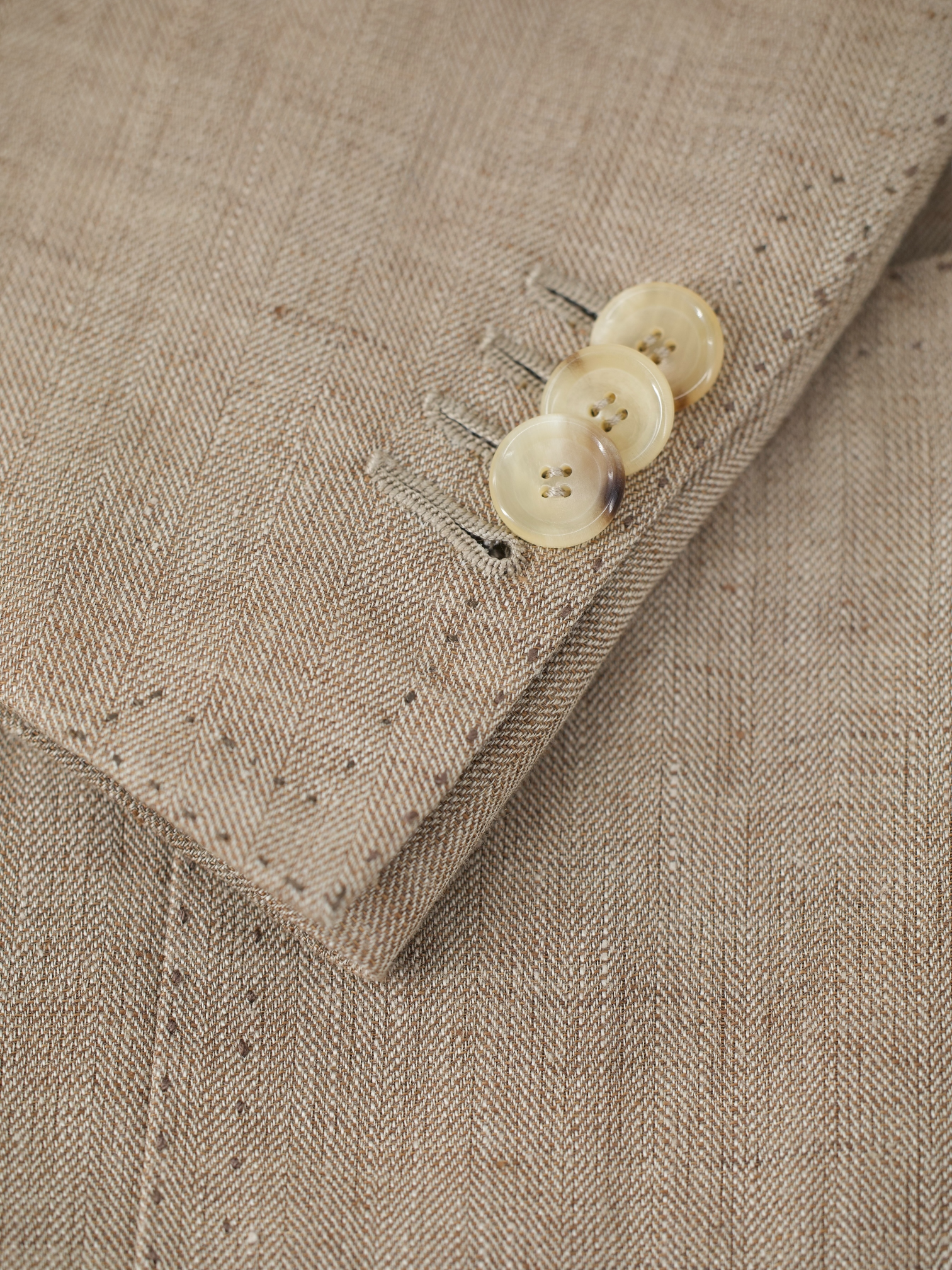 Cesare Attolini Light Brown Linen, Wool & Silk Herringbone Summer Jacket