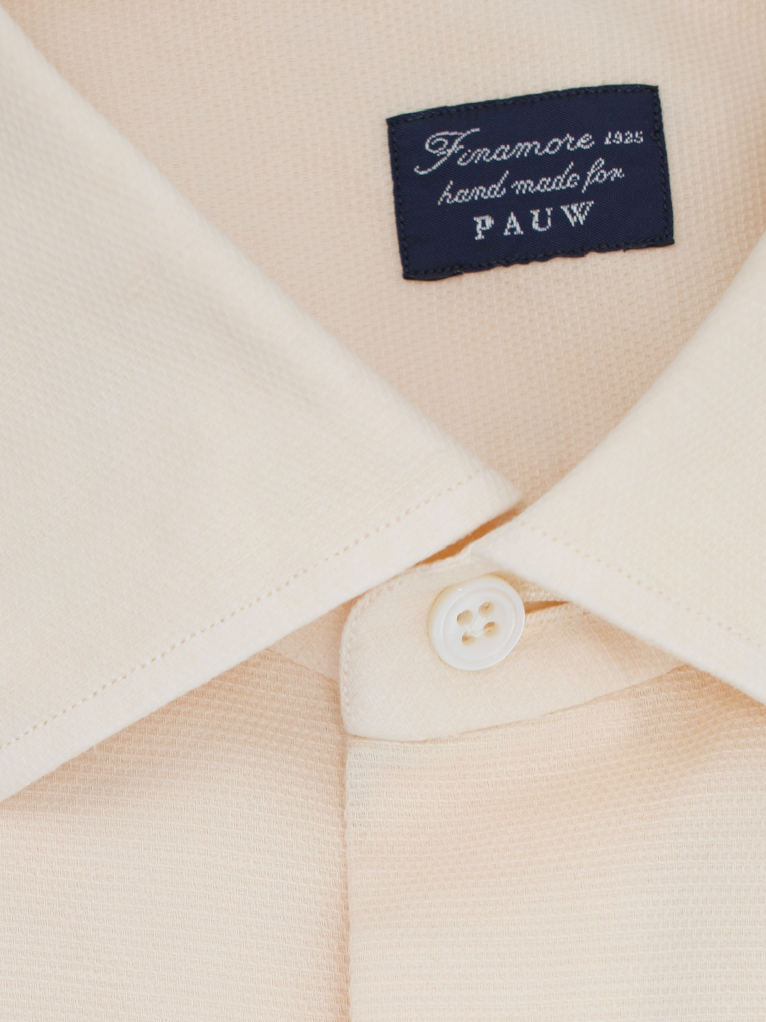 Finamore Pastel Orange Cotton Pinpoint Neapolitan Shirt