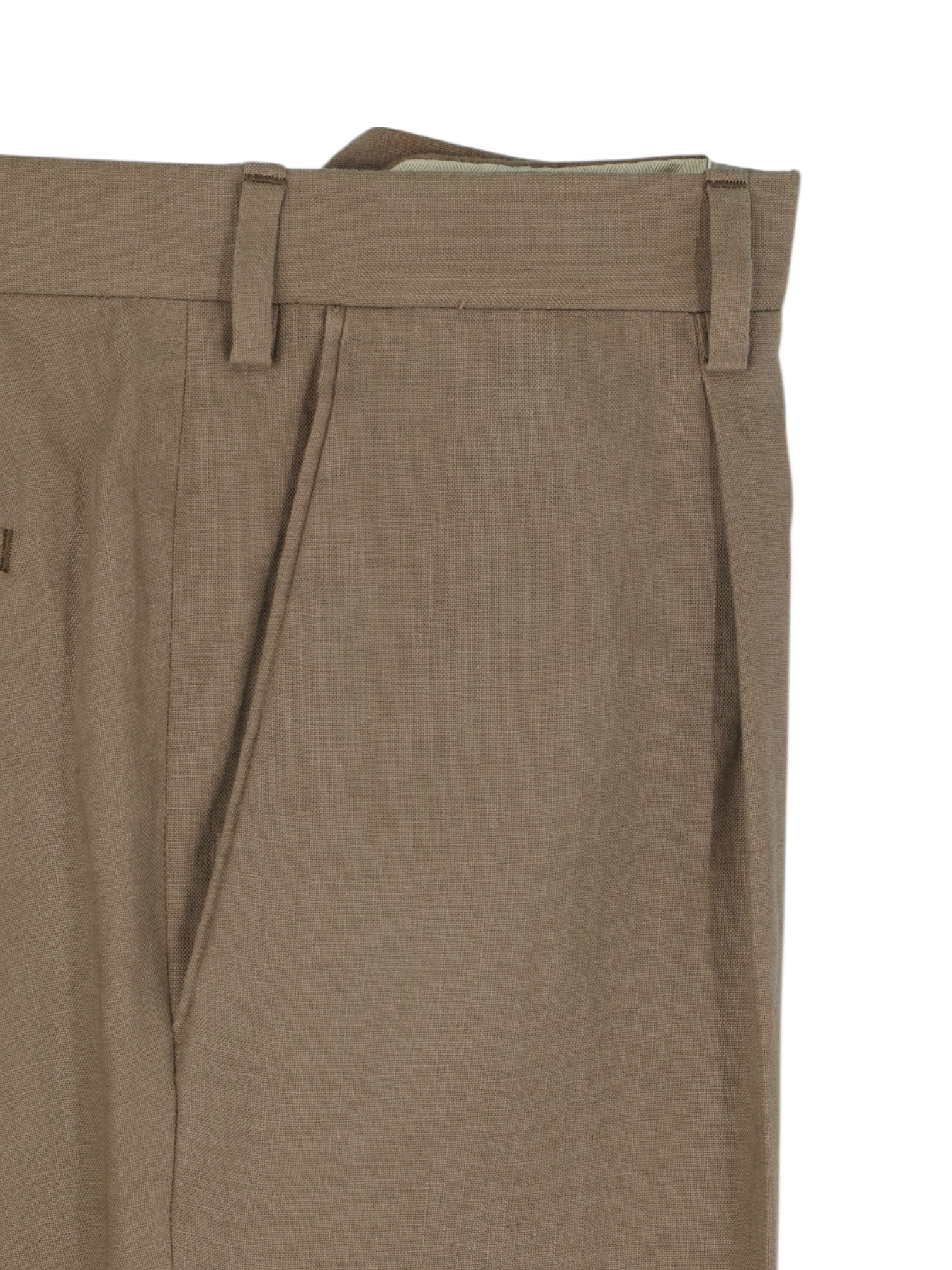 Brioni Light Brown Pure Linen "Eric Clapton" Pleated Trousers
