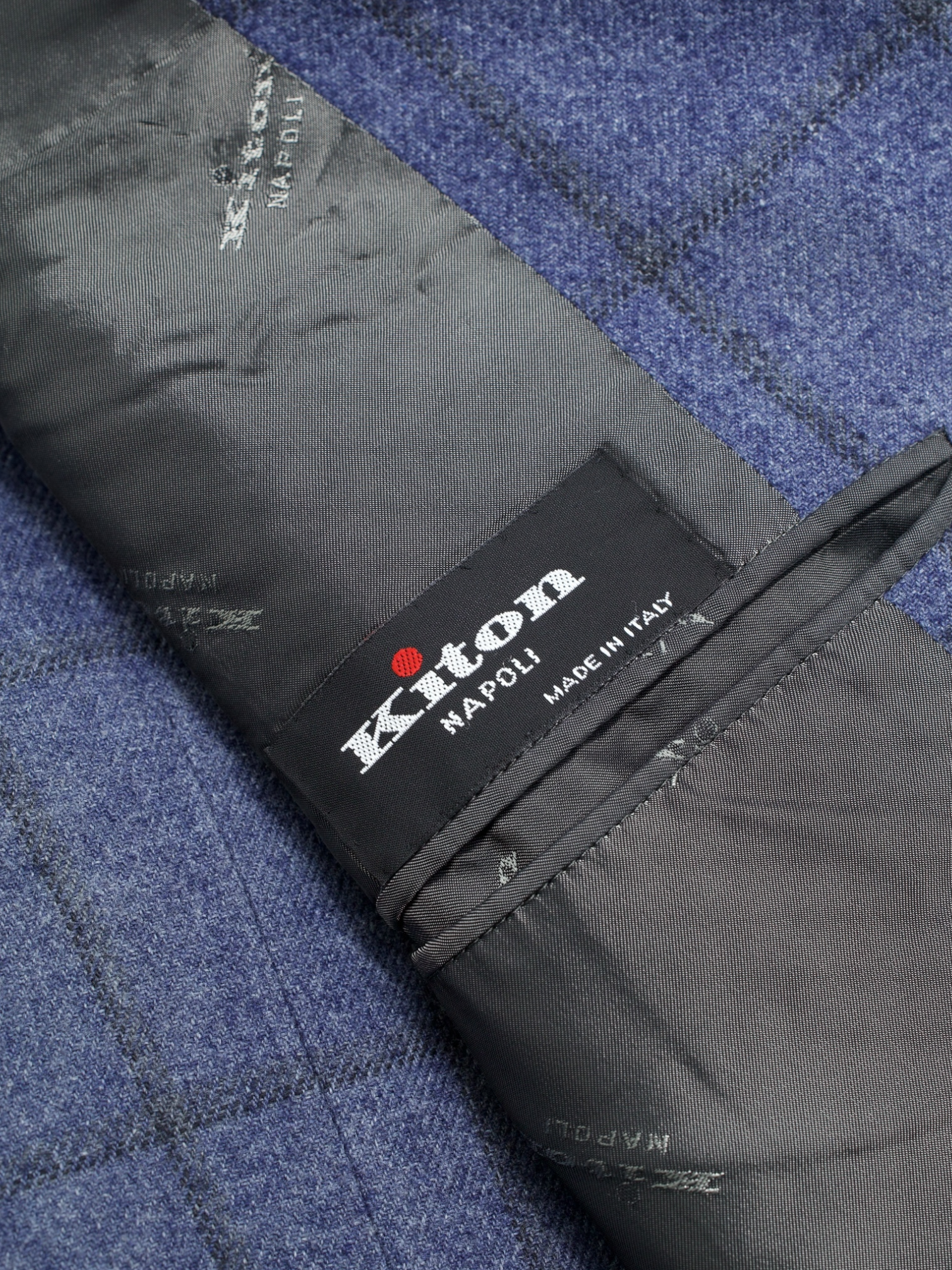 Kiton Blue Wool, Cotton & Silk Windowpane Jacket