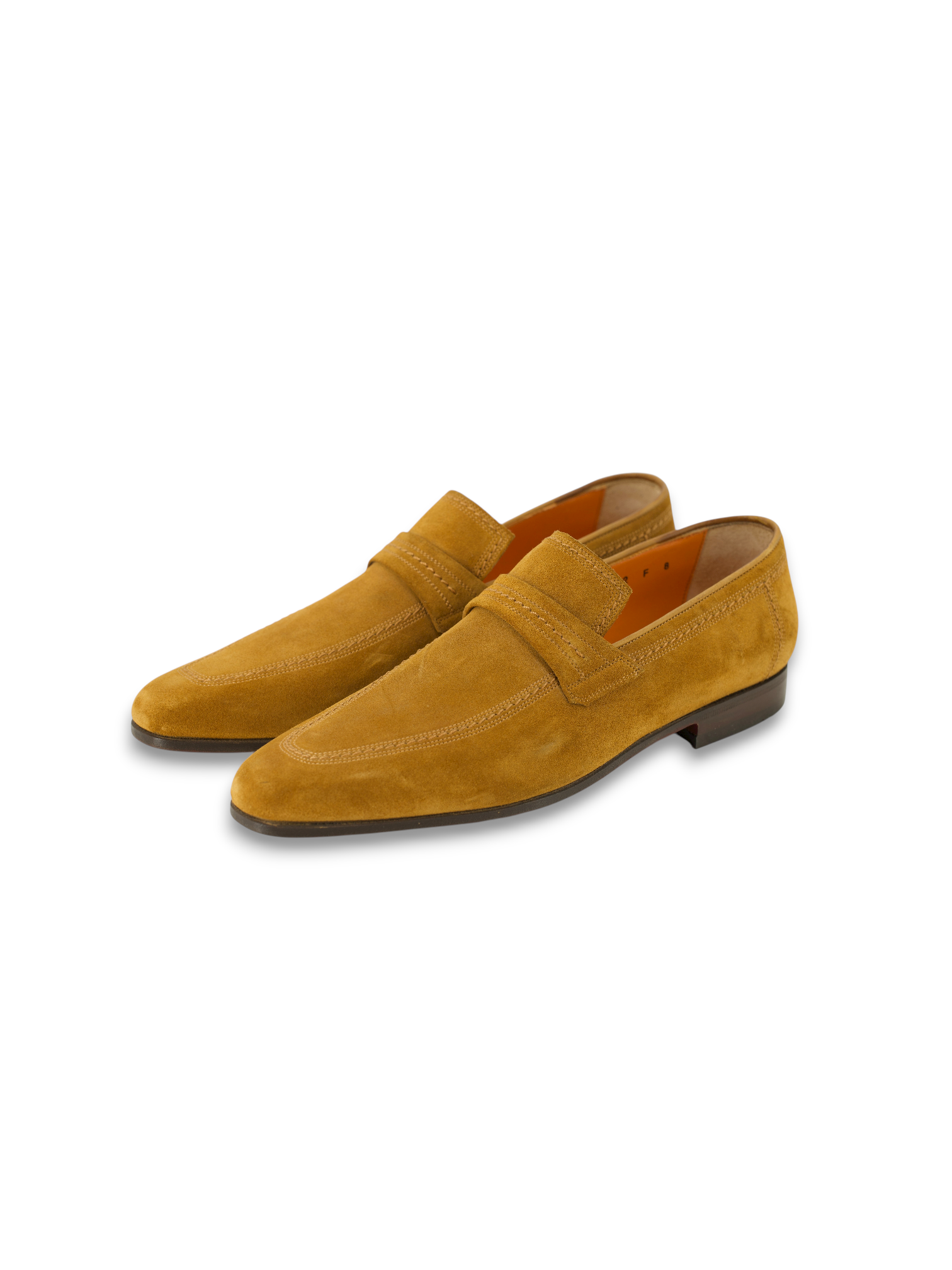 Santoni Caramel Brown Handgrade Suede Strap Loafer