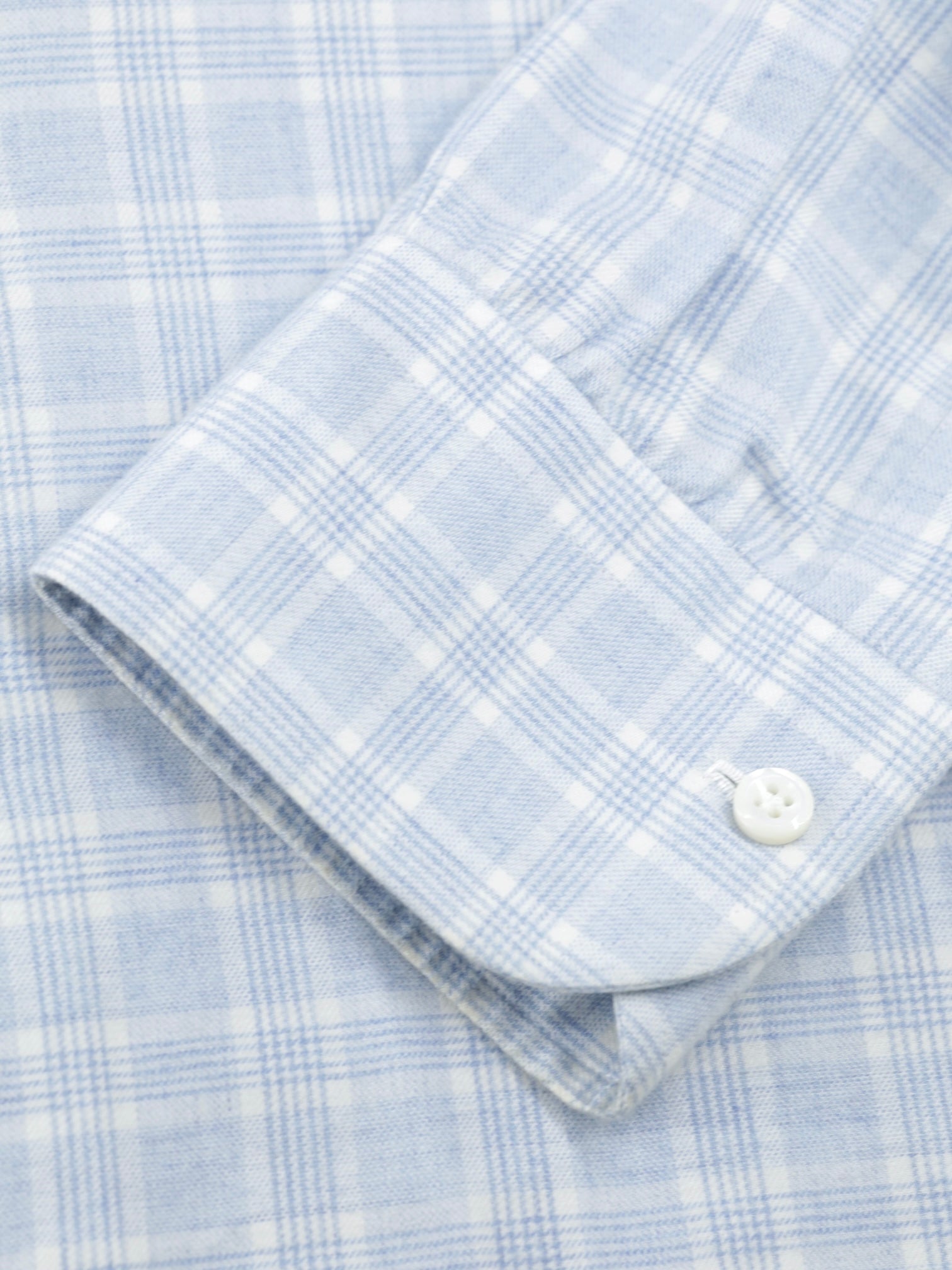 Cesare Attolini Light Blue Cotton & Cashmere Flannel Plaid Shirt