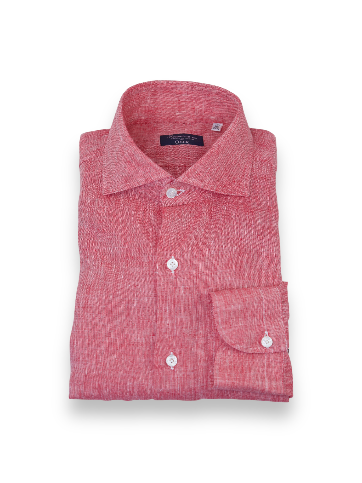 Finamore Pink Linen Melange Summer Shirt