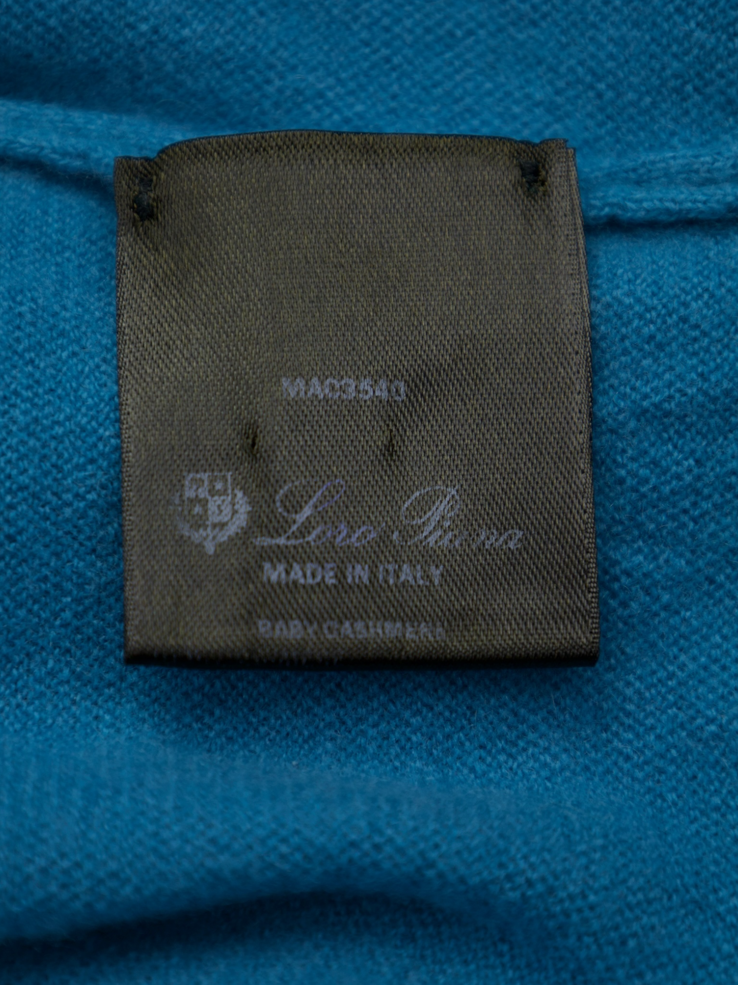 Loro Piana Turquoise Baby Cashmere Long Sleeve Polo