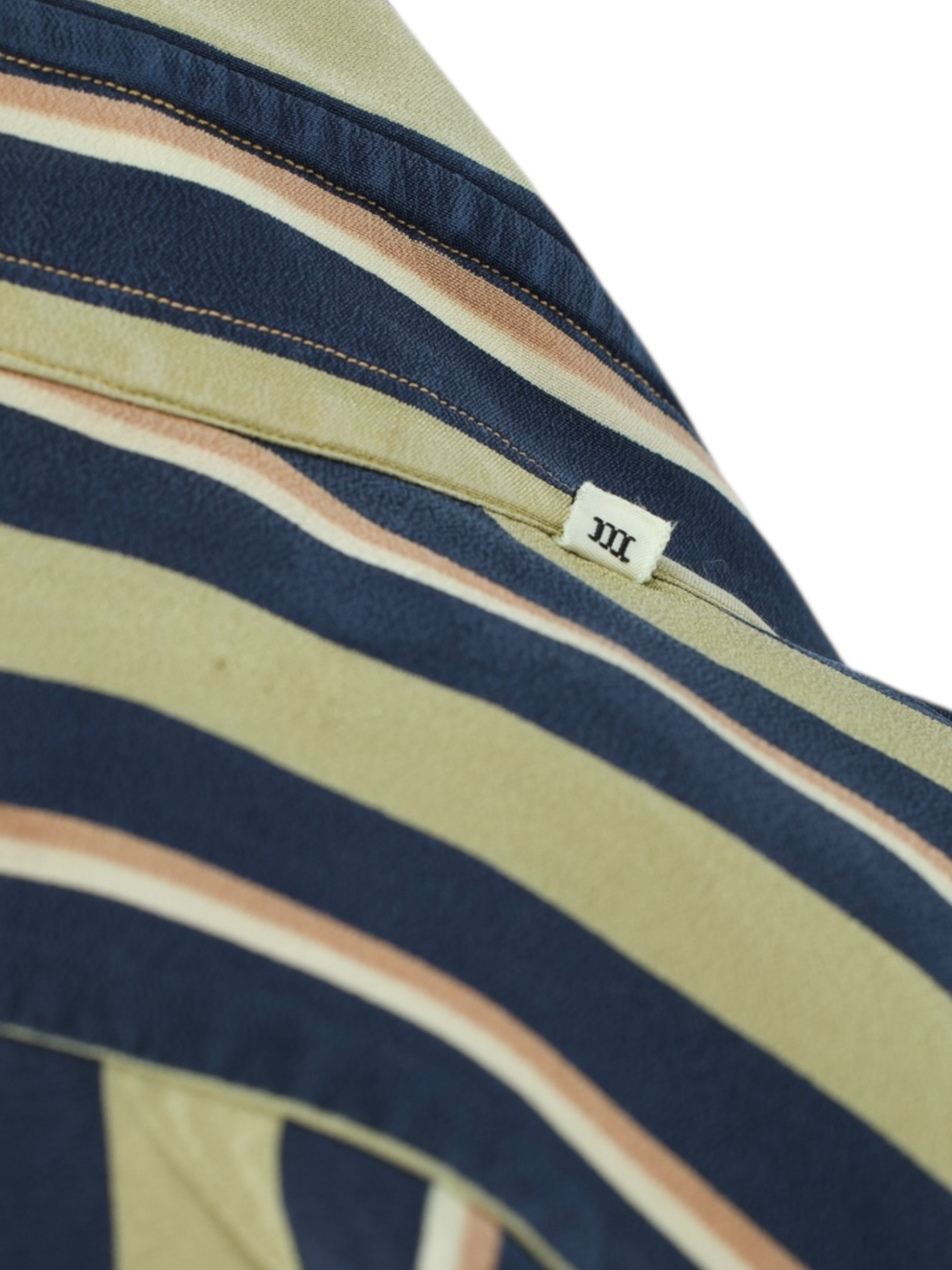 Fray Gold & Navy Raw-Silk Multi-Stripes "Sopranos" Shirt