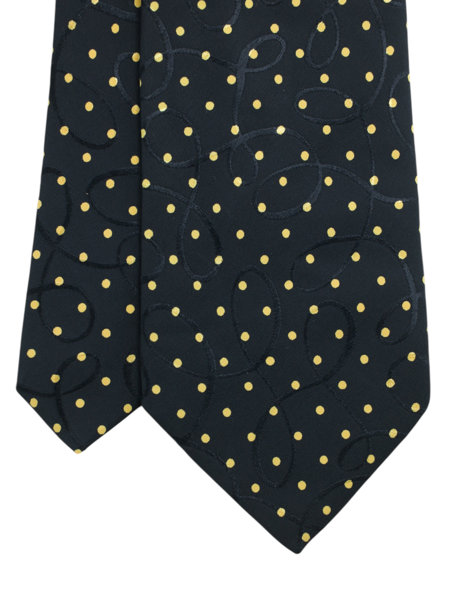 Brioni Black & Yellow Silk Polkadot "Santostefano" Tie