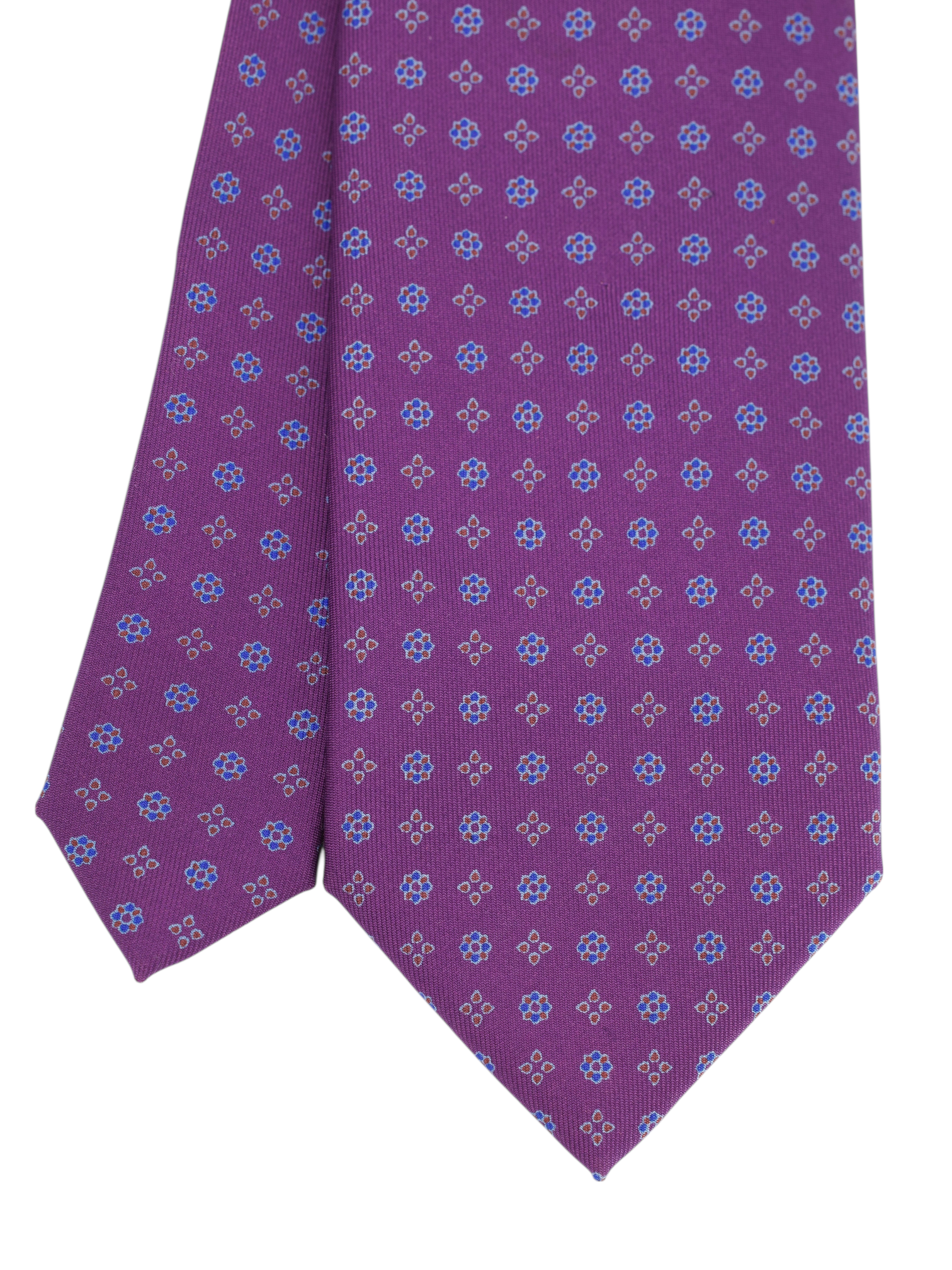 E.Marinella Purple & Red Silk Geometric Tie