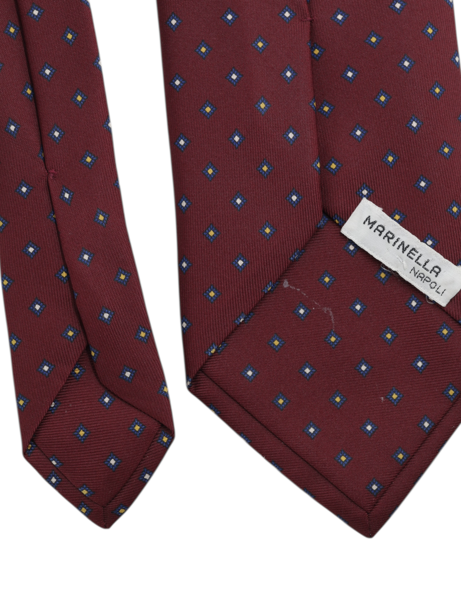 E.Marinella Dark Red & Blue Silk Diamond Pattern Tie